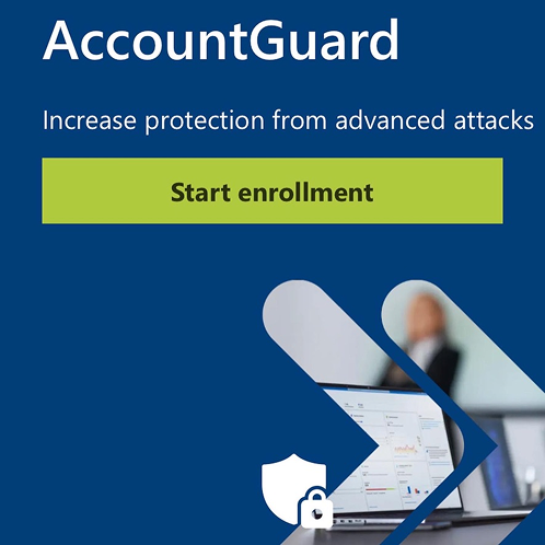 vignette of Microsoft AccountGuard enrollment page offering added protection against advanced attacks