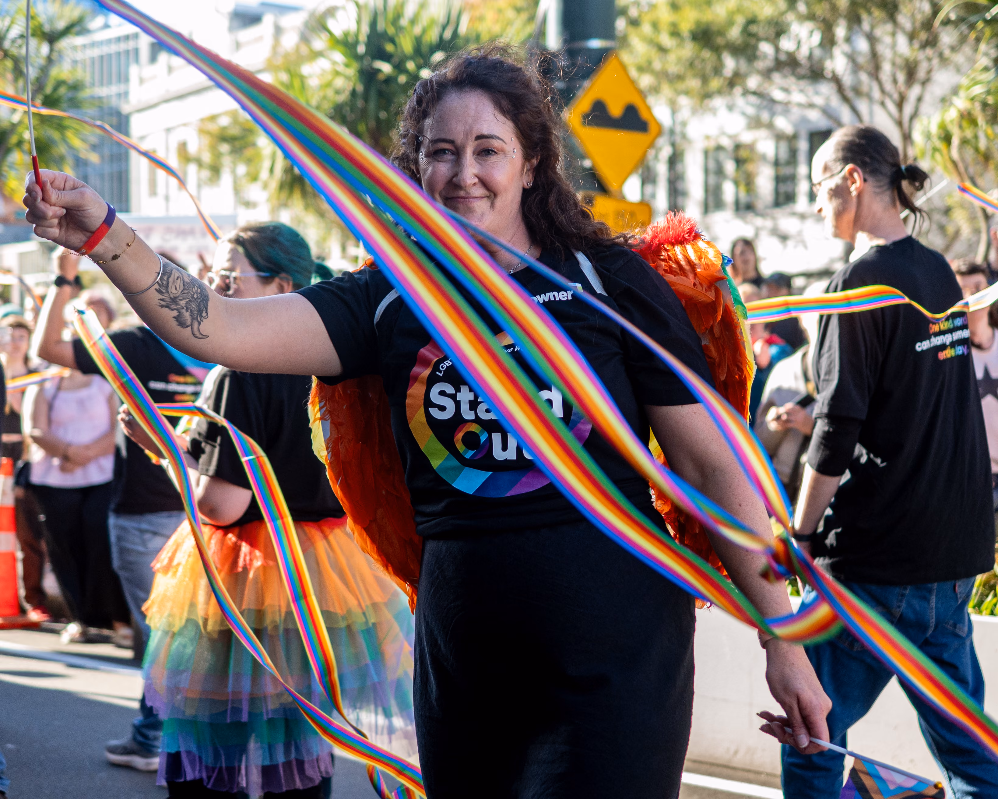 Crowds lining Courtenay Place during the Wellington Pride Parade
