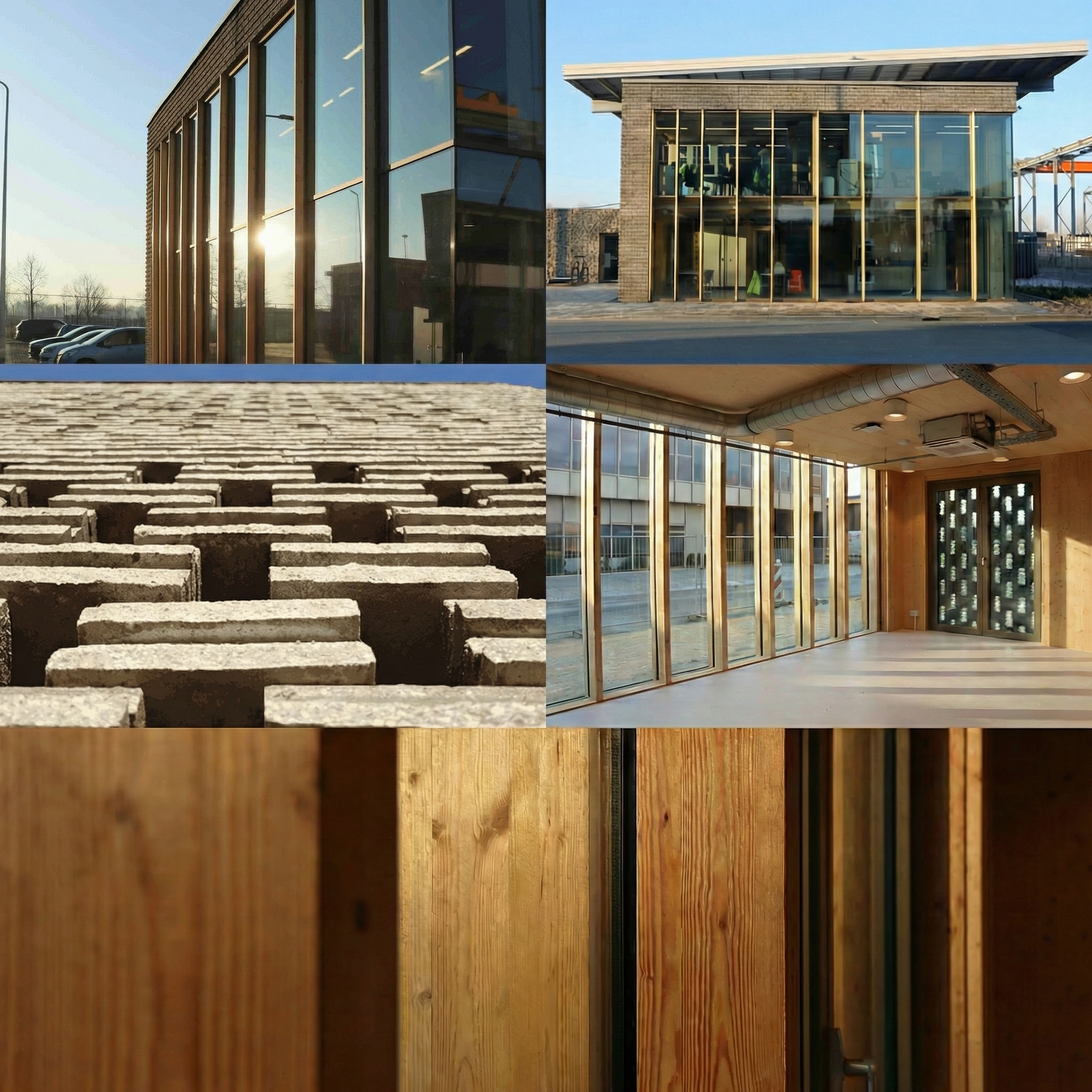 CLT kantoor en entreegebouw in massieve houtbouw bij het Grondstoffen Inzamelstation Lansingerland