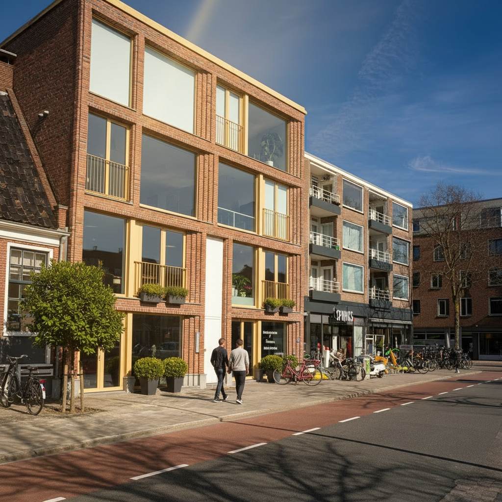 Licht en ruimte in nieuw appartement na transformatie van voormalig kantoor aan de Turfsingel in Groningen