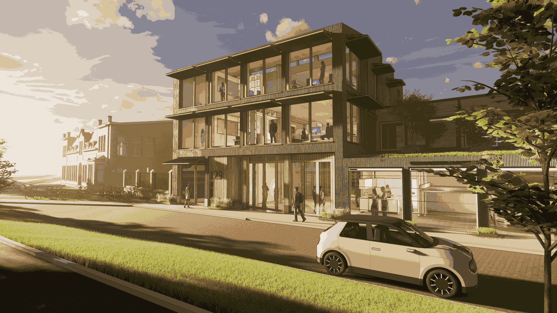 Nieuw circulair C-CLT kantoor van Urban Climate Architects aan de Haagweg in Delft