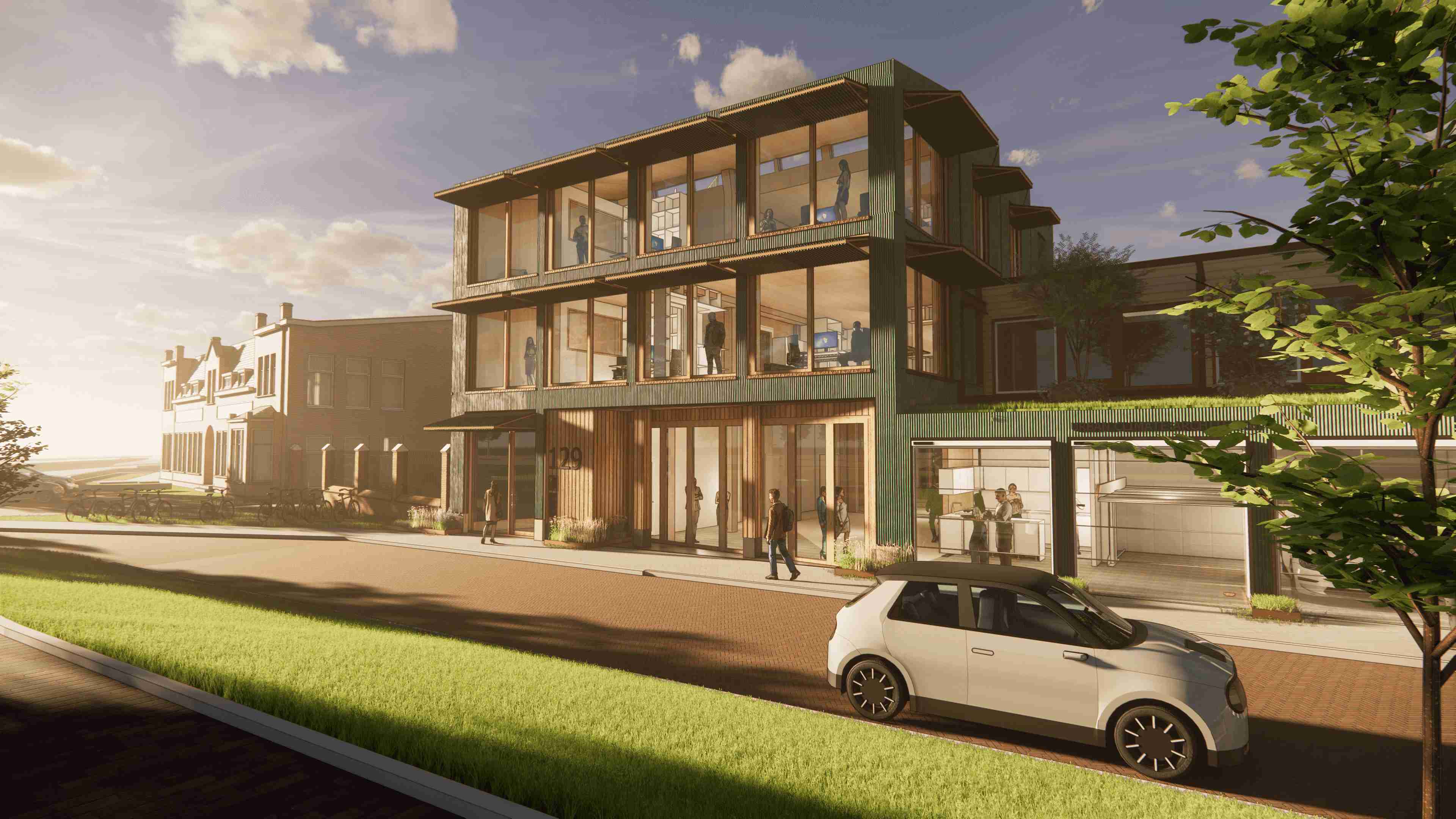 Nieuw circulair C-CLT kantoor van Urban Climate Architects aan de Haagweg in Delft