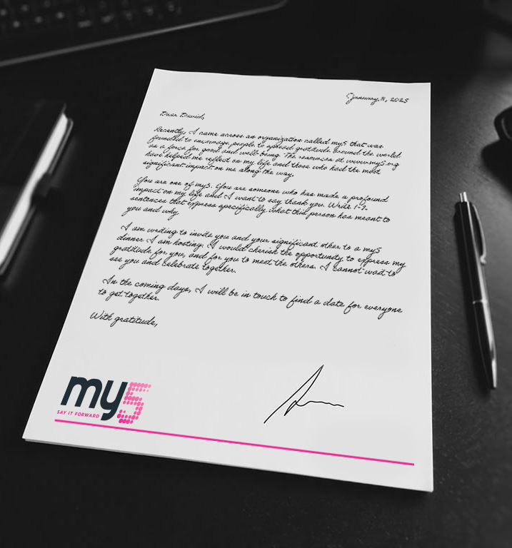 Sample My5 Letter on Desk