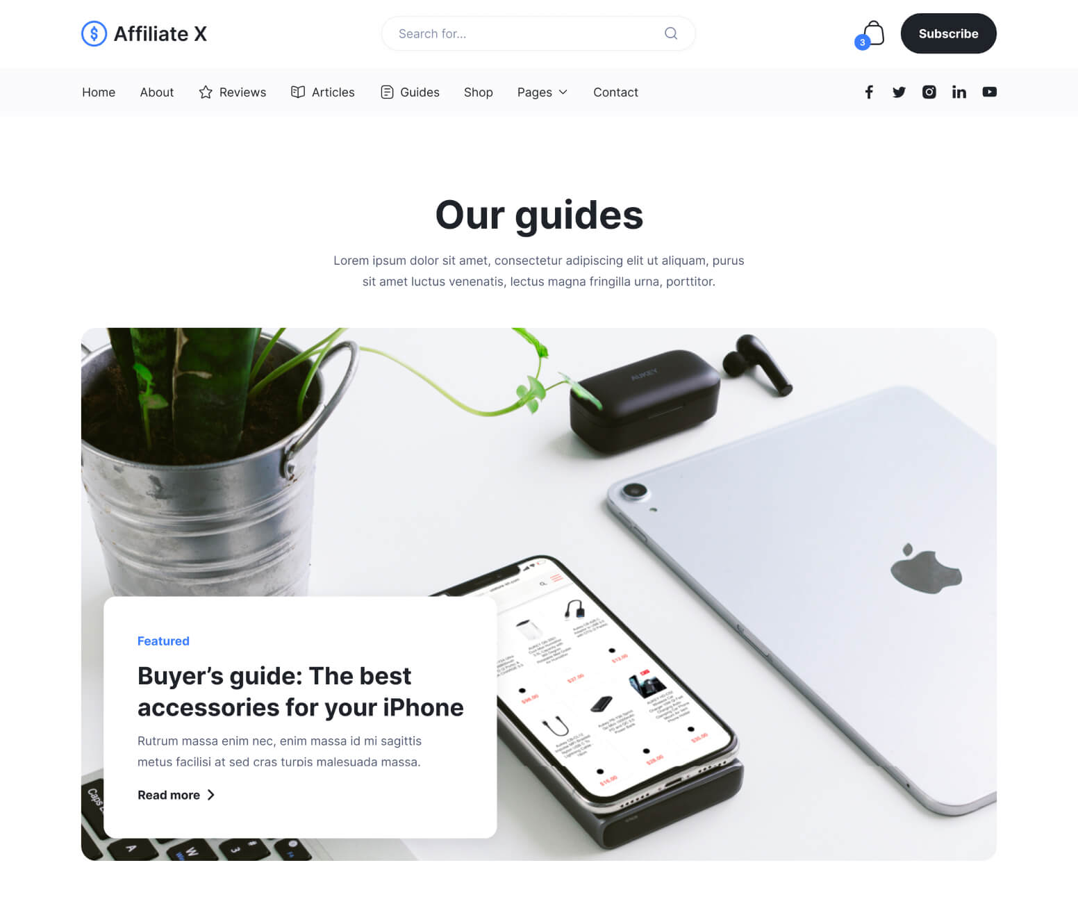 Affiliate X - Guides Page - Affiliate Blog Site Webflow Template