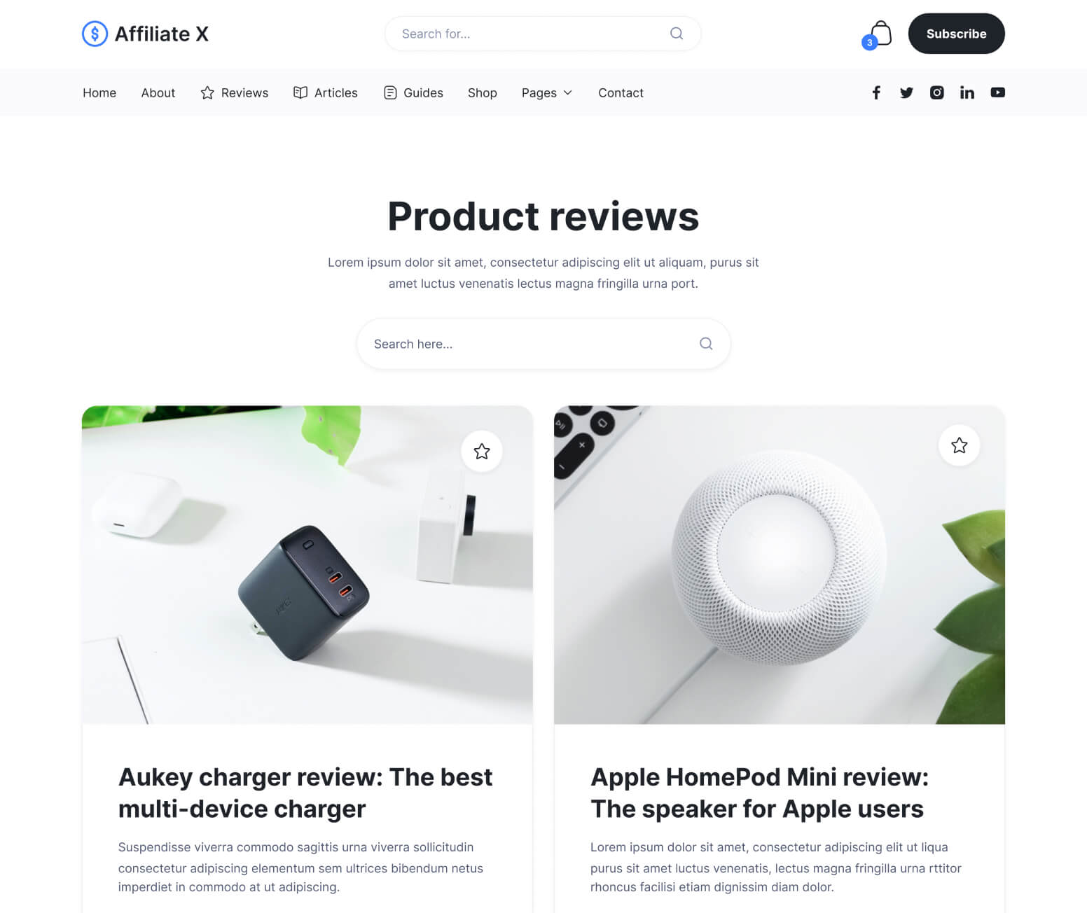 Affiliate X - Reviews Page - Affiliate Blog Site Webflow Template