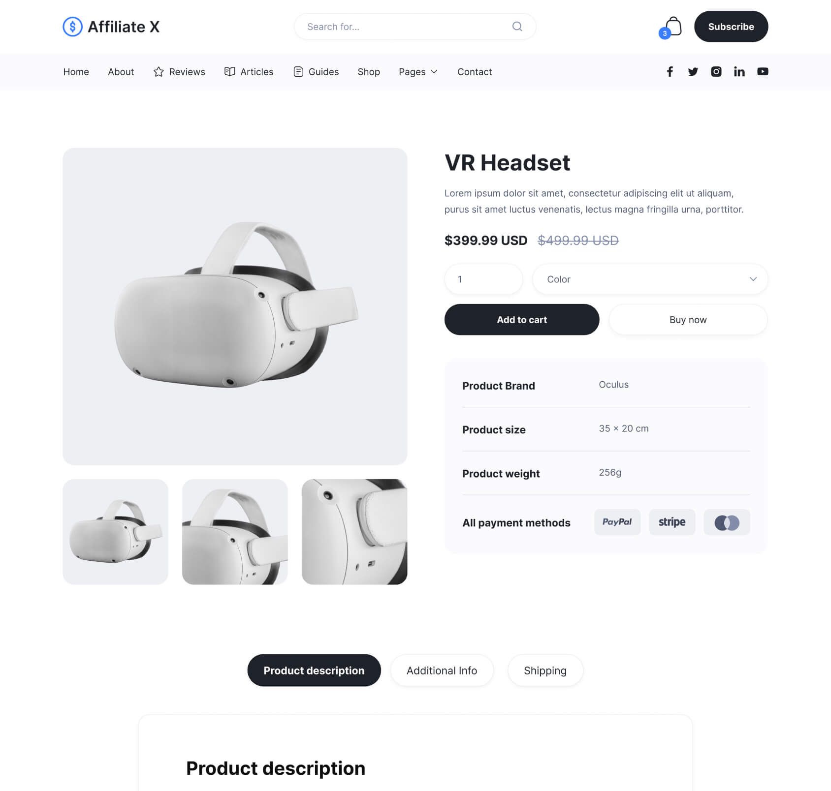 Affiliate X - Shop Single Page - Affiliate Blog Site Webflow Template