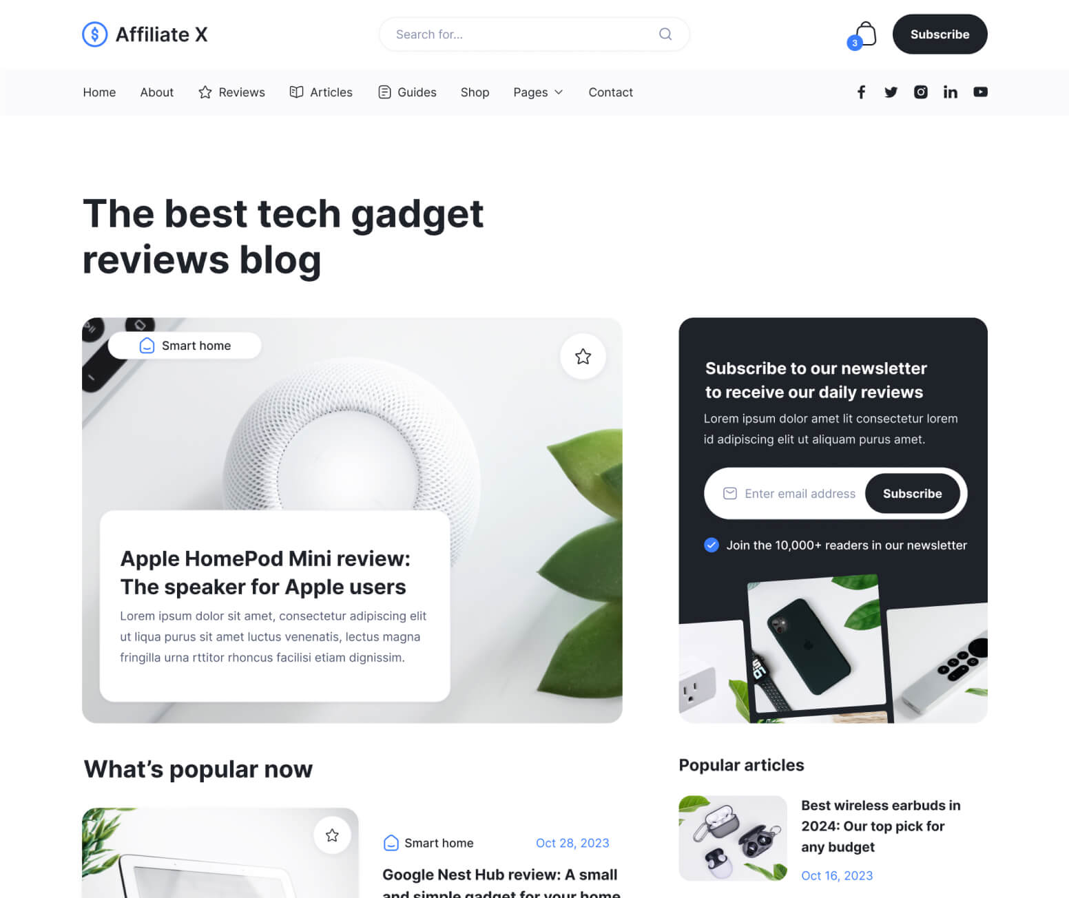 Affiliate X - Home V3 Page - Affiliate Blog Site Webflow Template