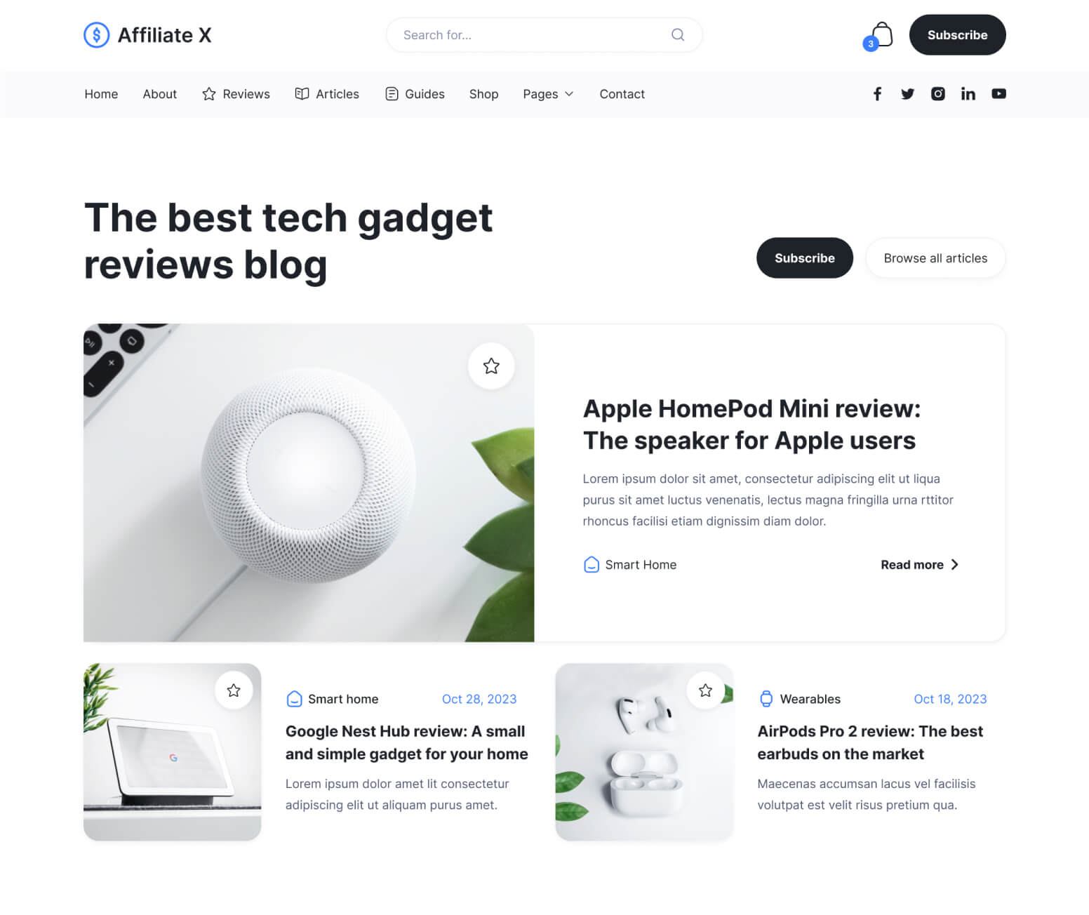 Affiliate X - Home V2 Page - Affiliate Blog Site Webflow Template