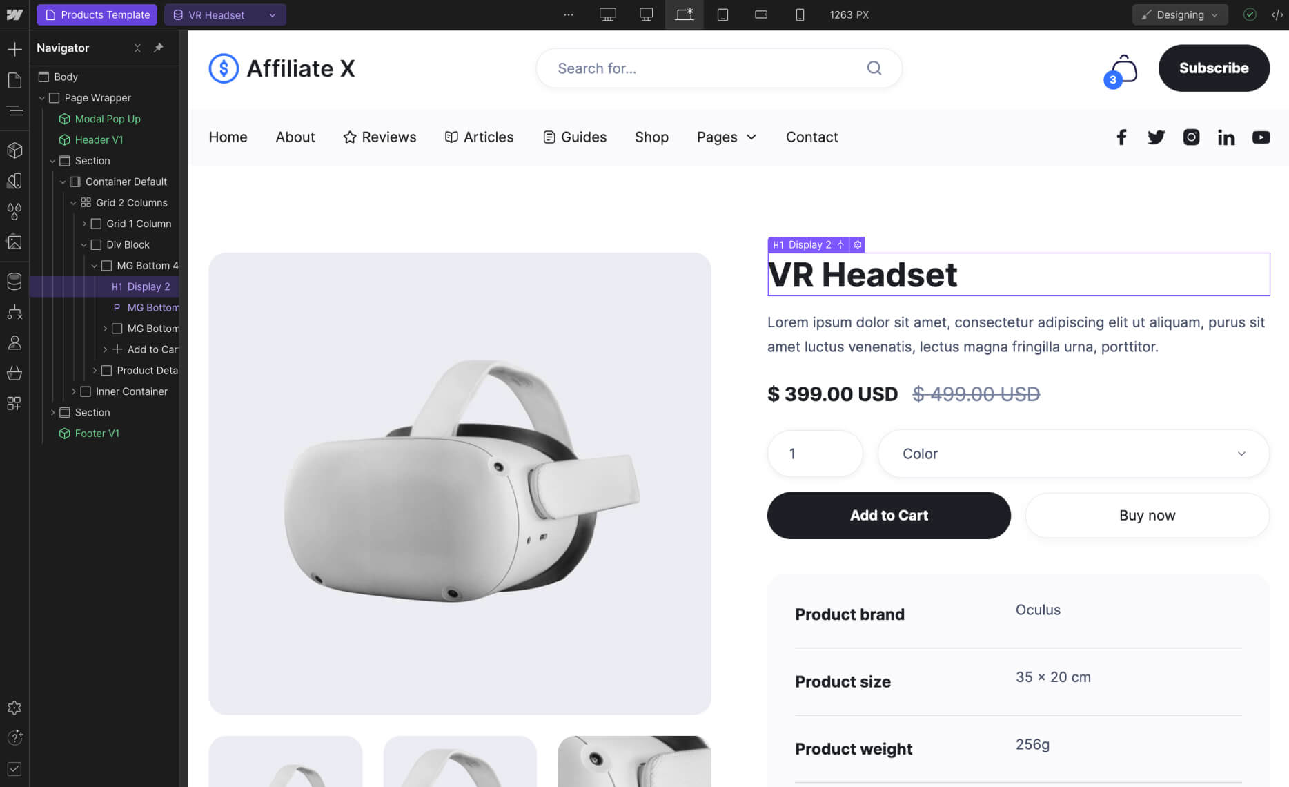 eCommerce Page - Affiliate X Webflow Template