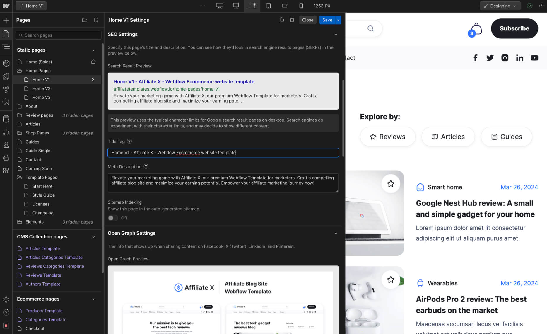 SEO - Affiliate X Webflow Template