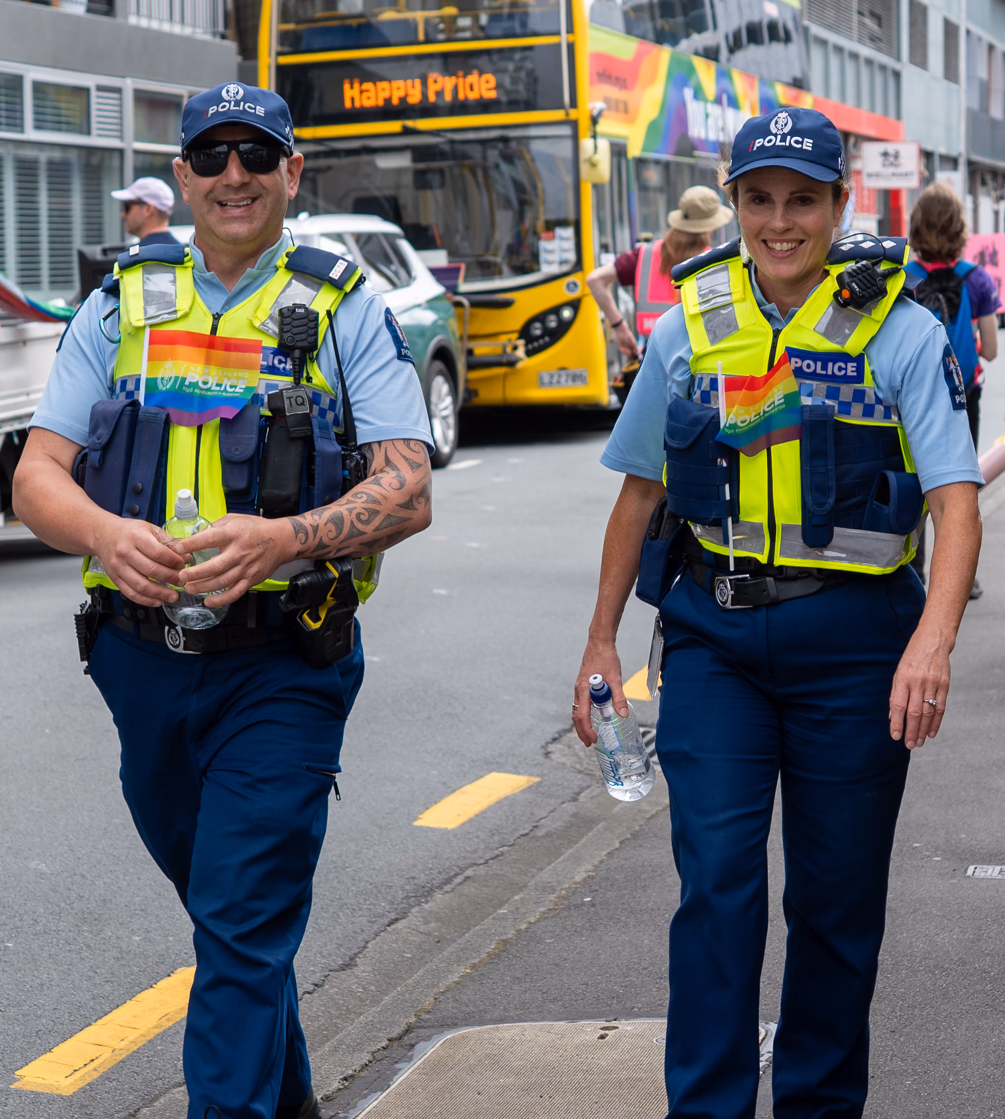 A performer in bright costume at the Wellington Pride Parade