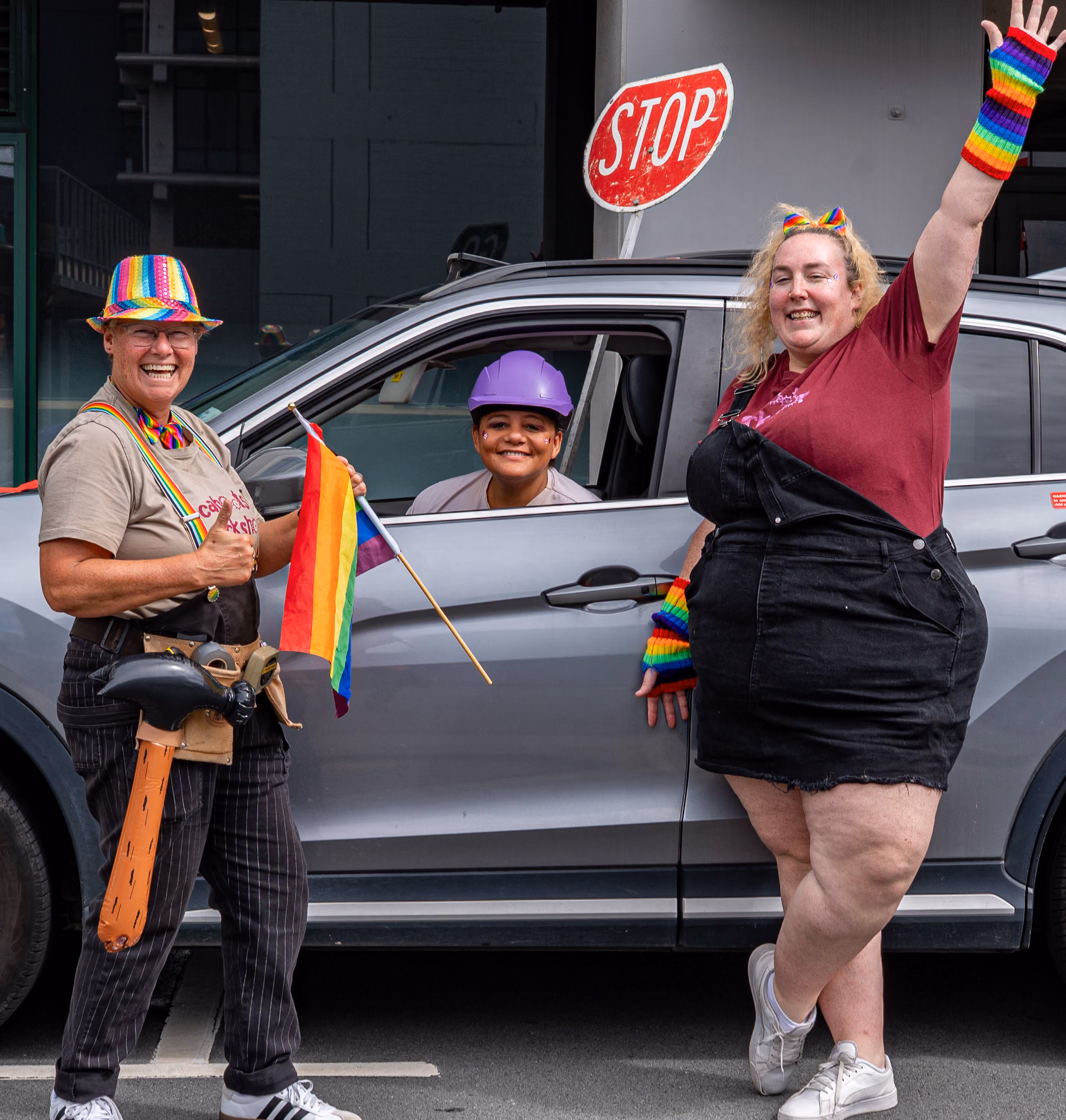 Marchers carrying banners in the Wellington Pride Parade