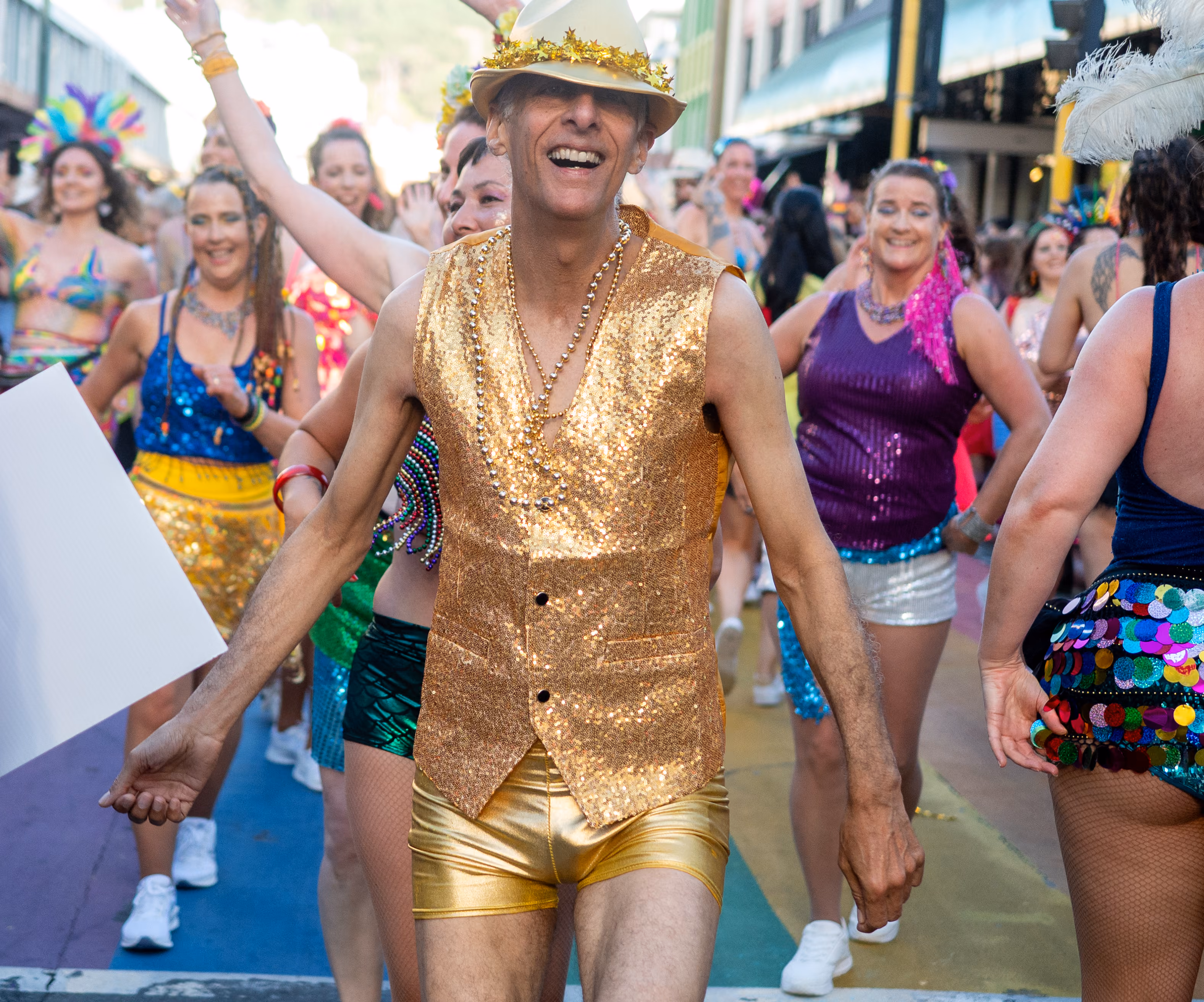 Rainbow flags held high during the Wellington Pride Parade