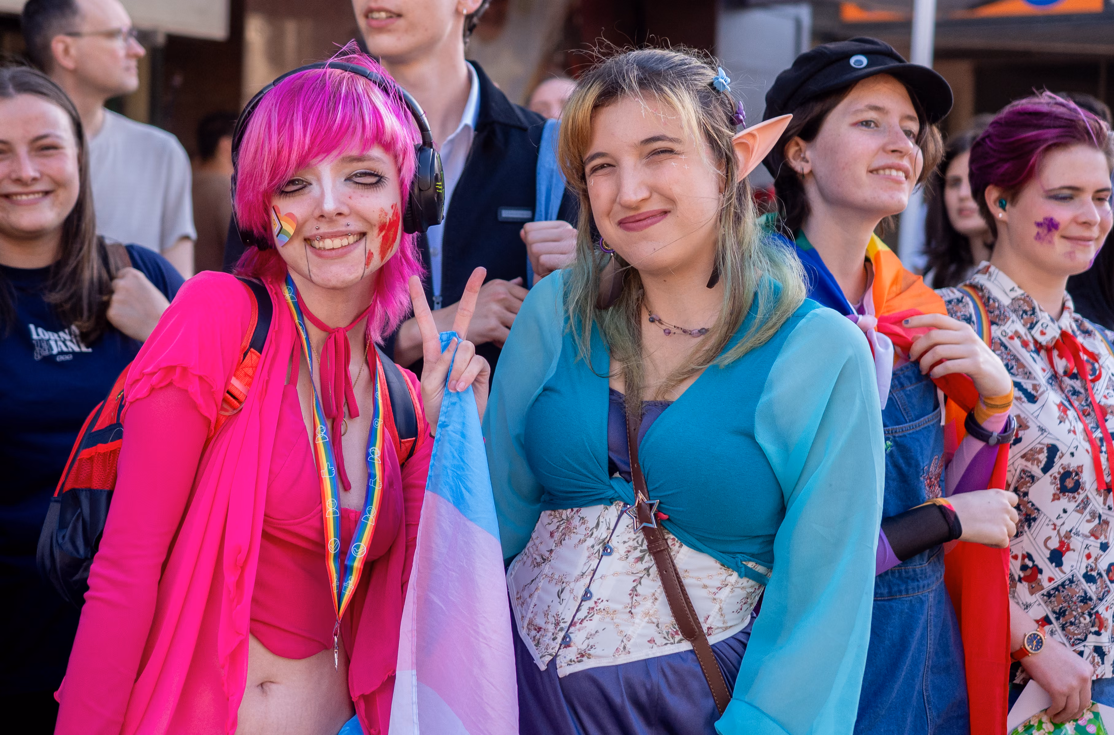 Marchers carrying banners in the Wellington Pride Parade