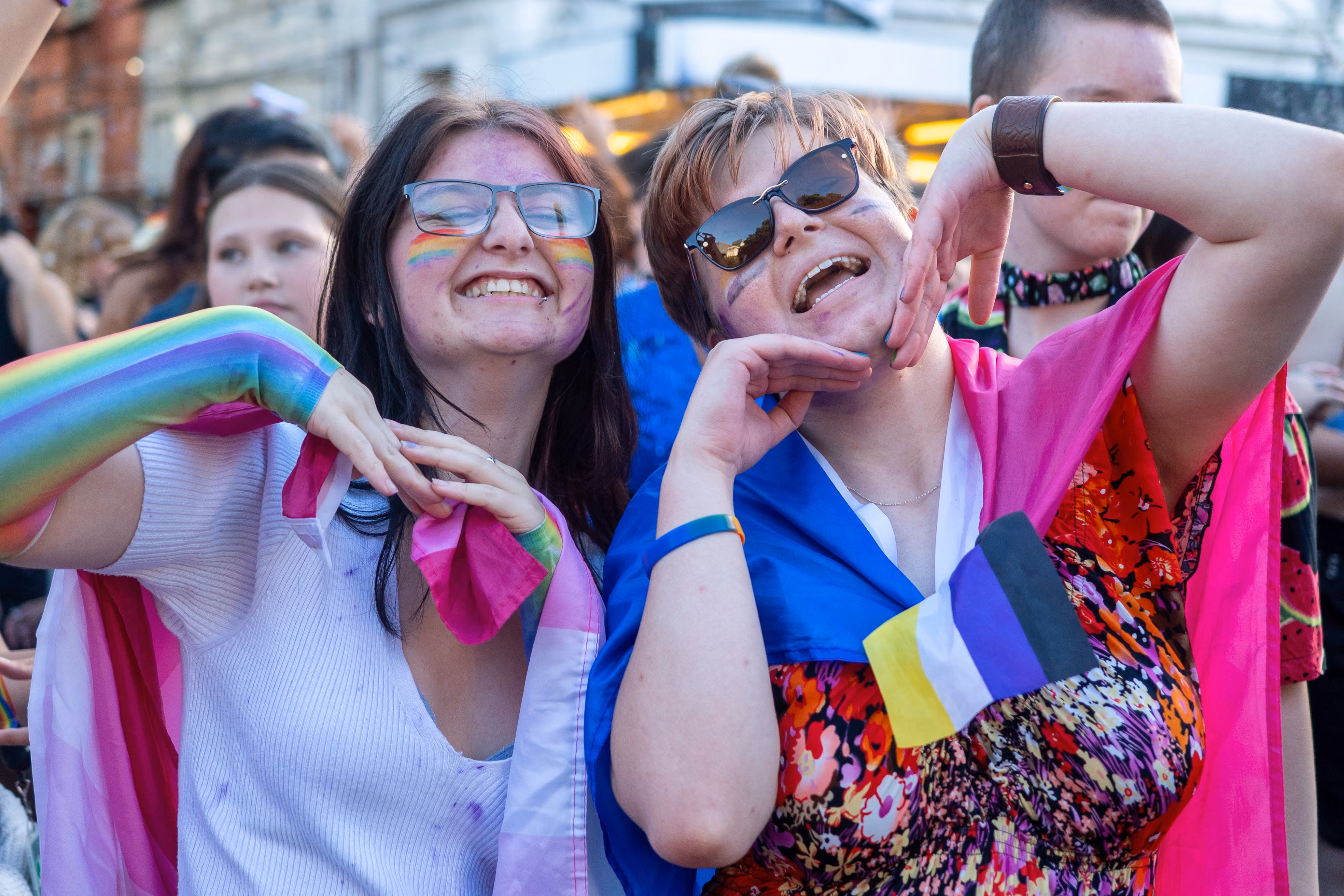 Spectators cheering on the parade route