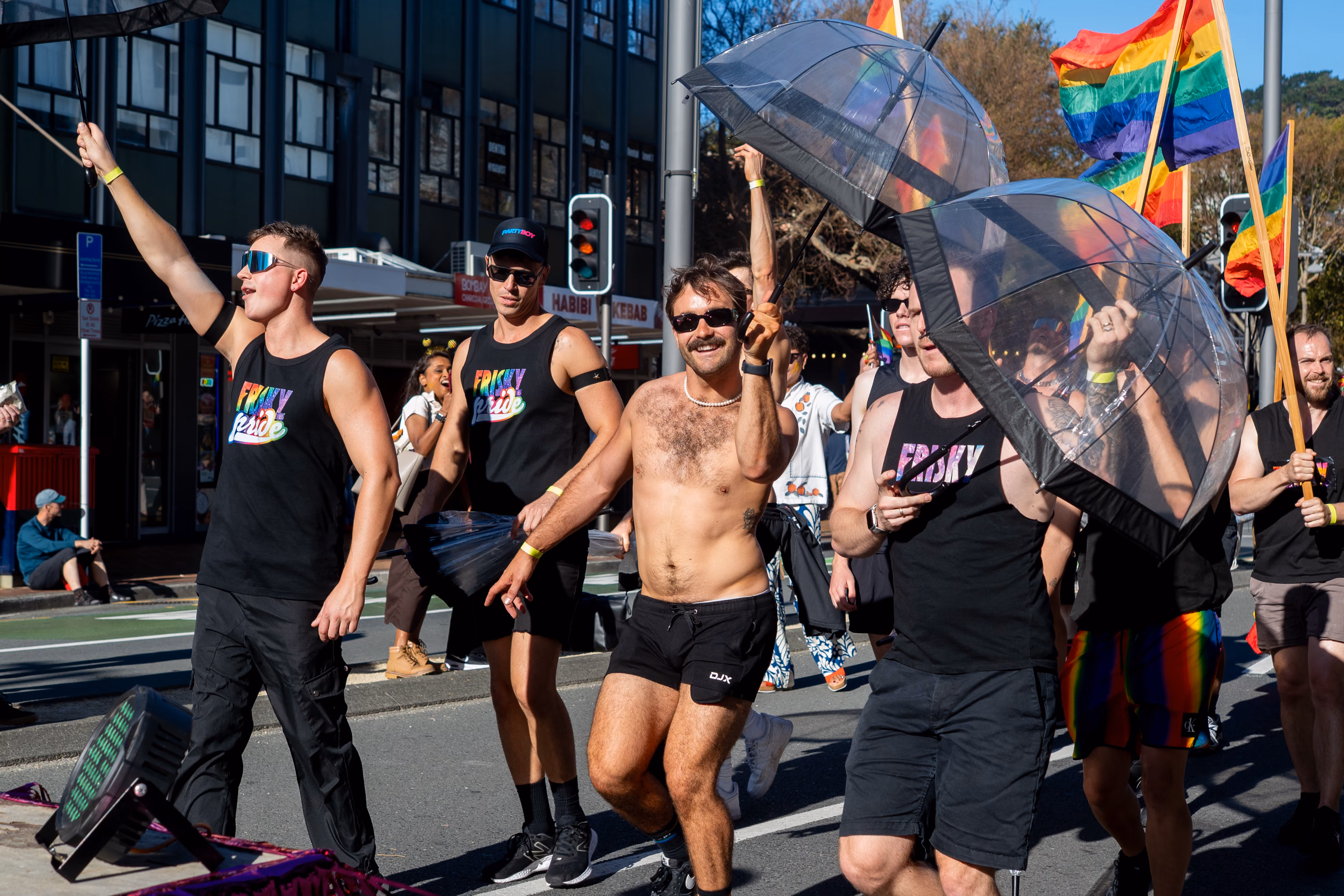 A performer in bright costume at the Wellington Pride Parade