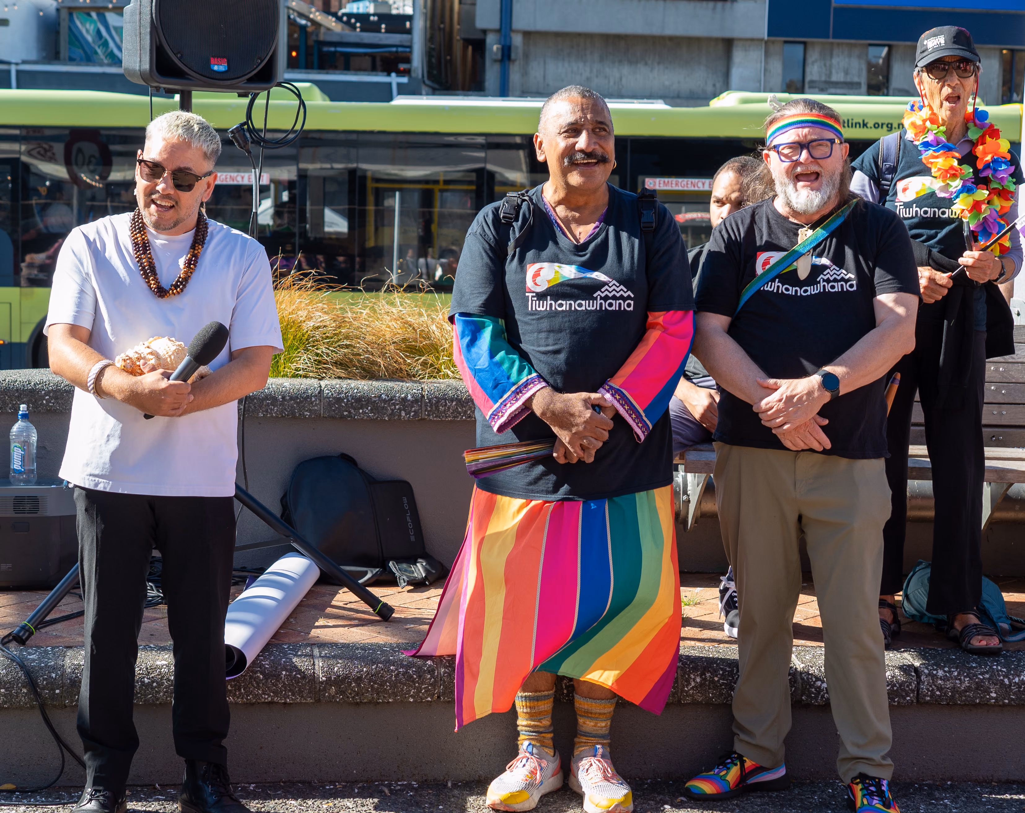 Marchers carrying banners in the Wellington Pride Parade