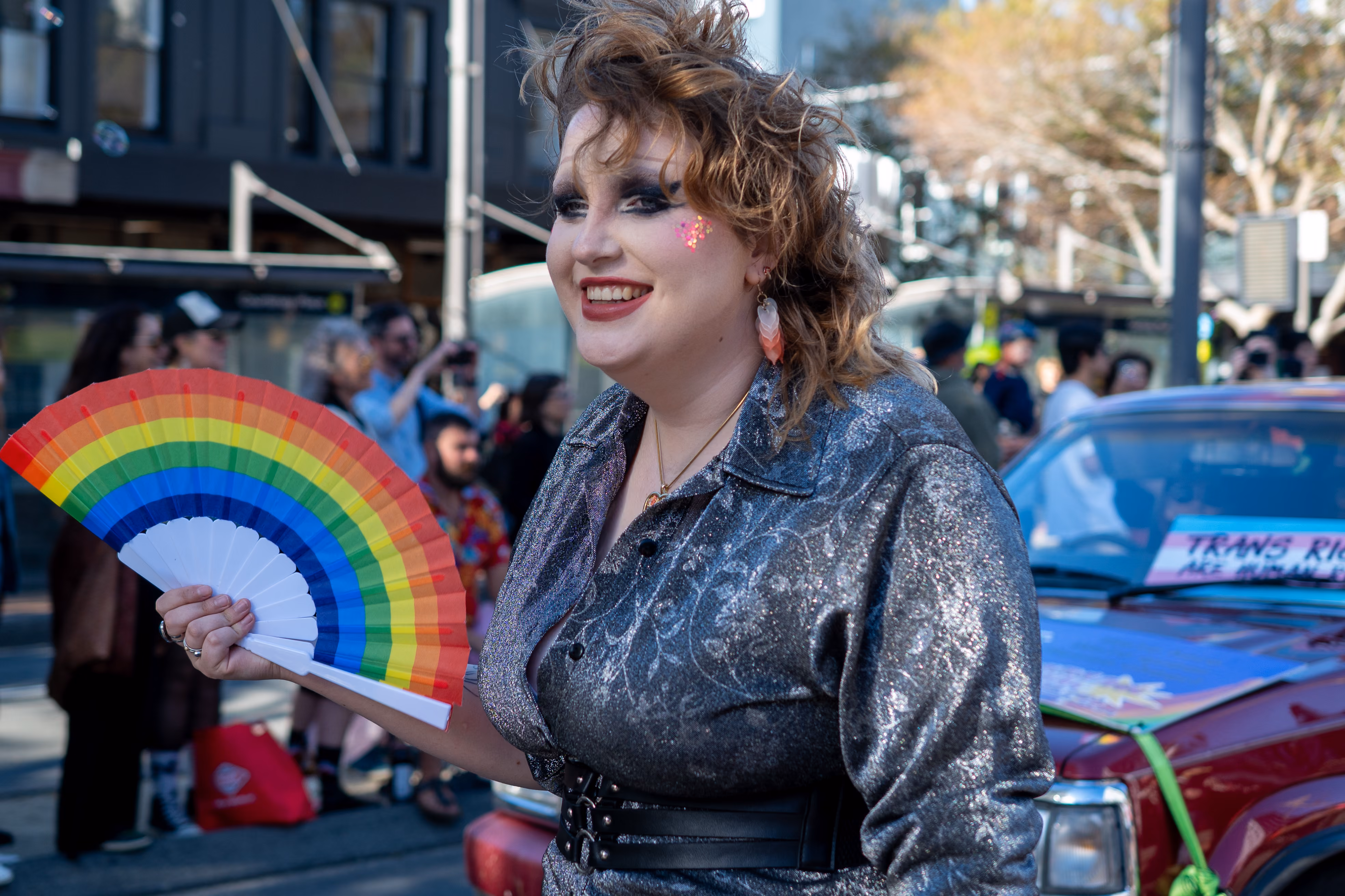 Parade participants marching along Courtenay Place