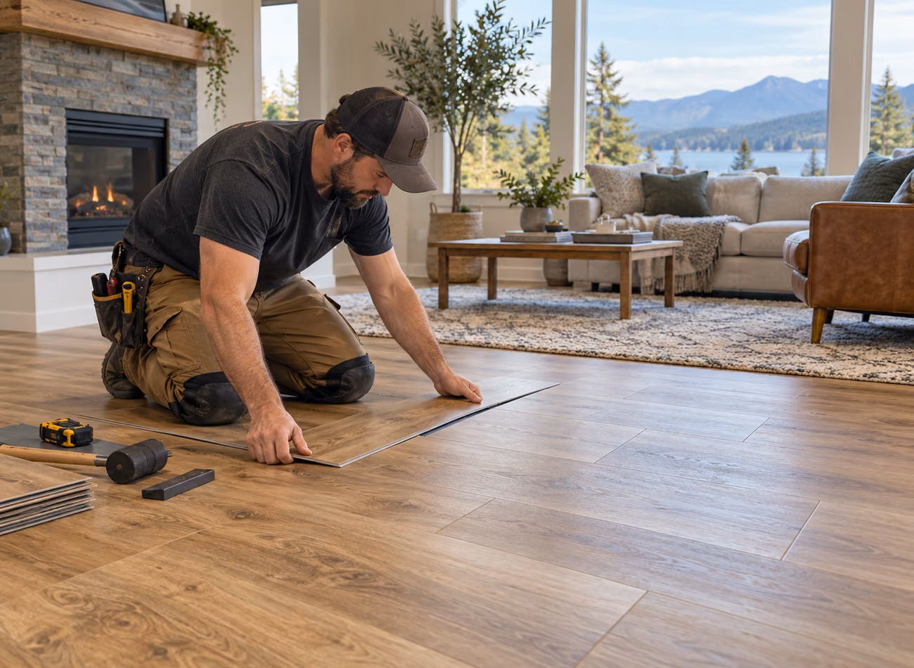Illustration of luxury vinyl plank installation