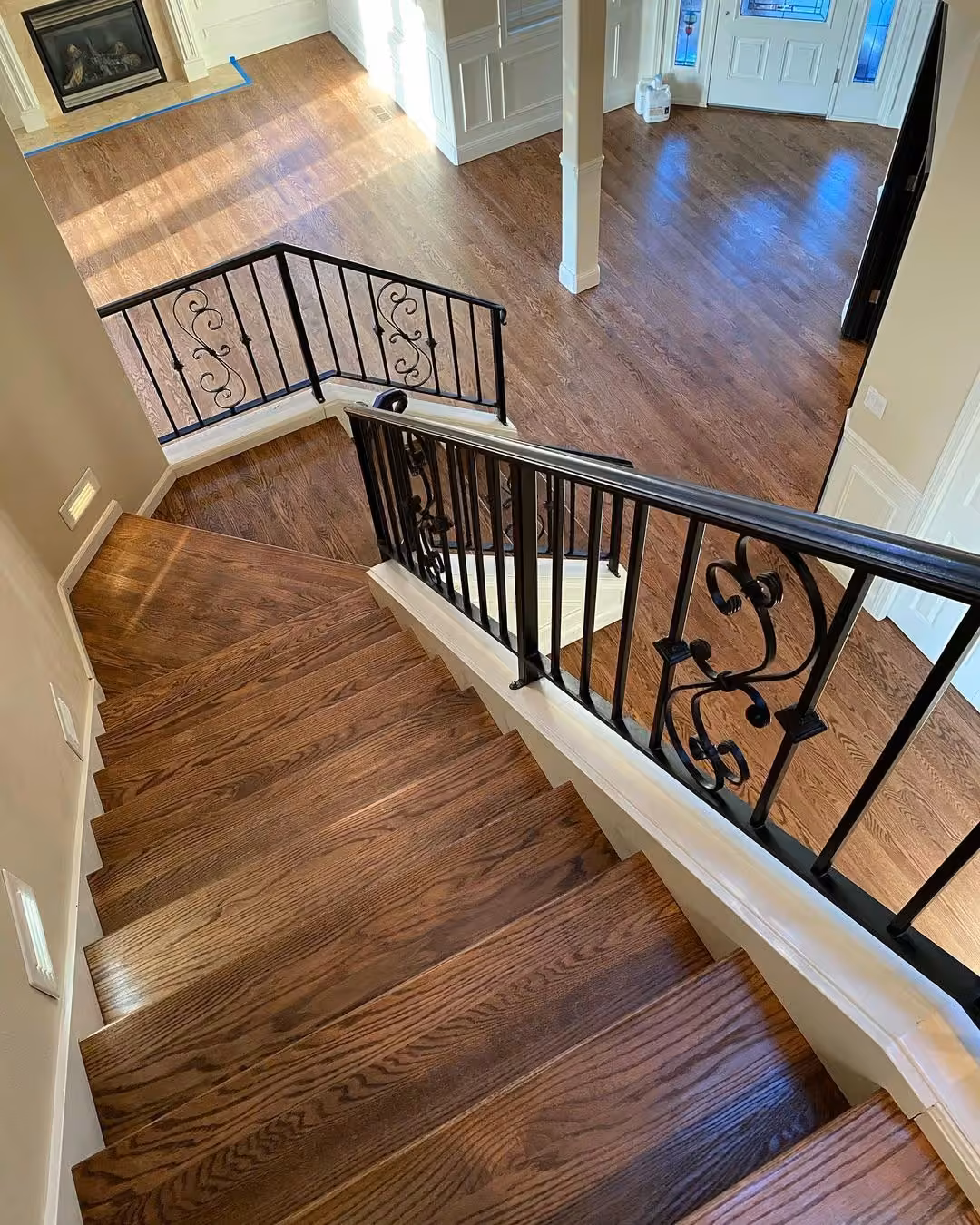 Refinished hardwood stairs in Lynnwood, WA by Wills Flooring
