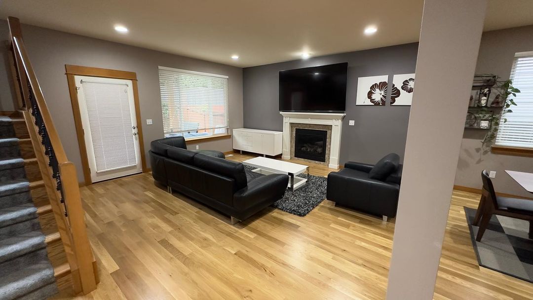 Hardwood floor refinished by Wills Flooring, Bona Certified Craftsmen serving Everett, WA
