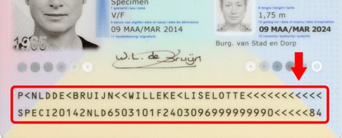 Sample from a dataset pack: an identity document with an AI edit to the machine-readable zone
