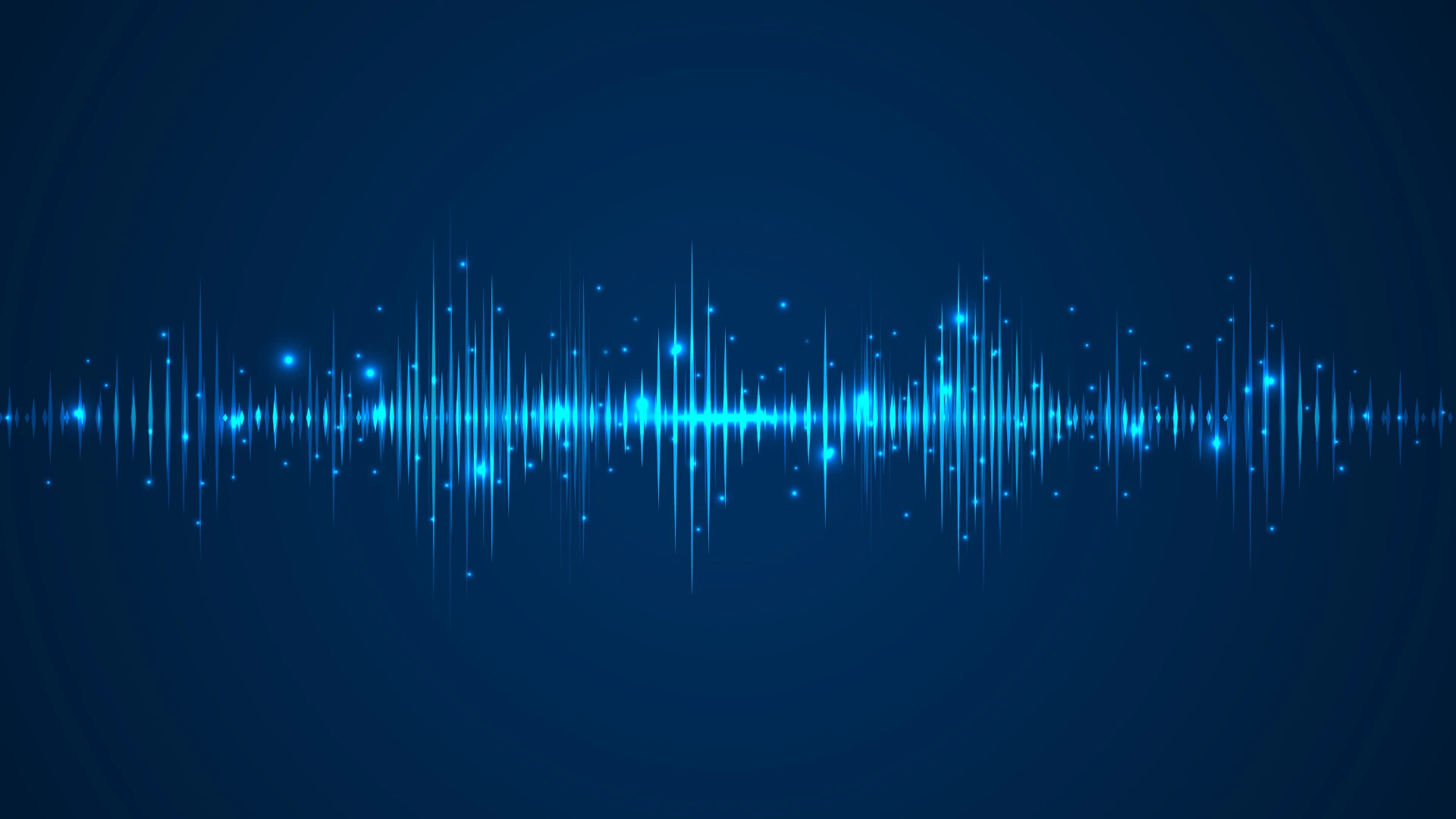 Glowing blue audio waveform on a dark background, representing an AI-cloned synthetic voice