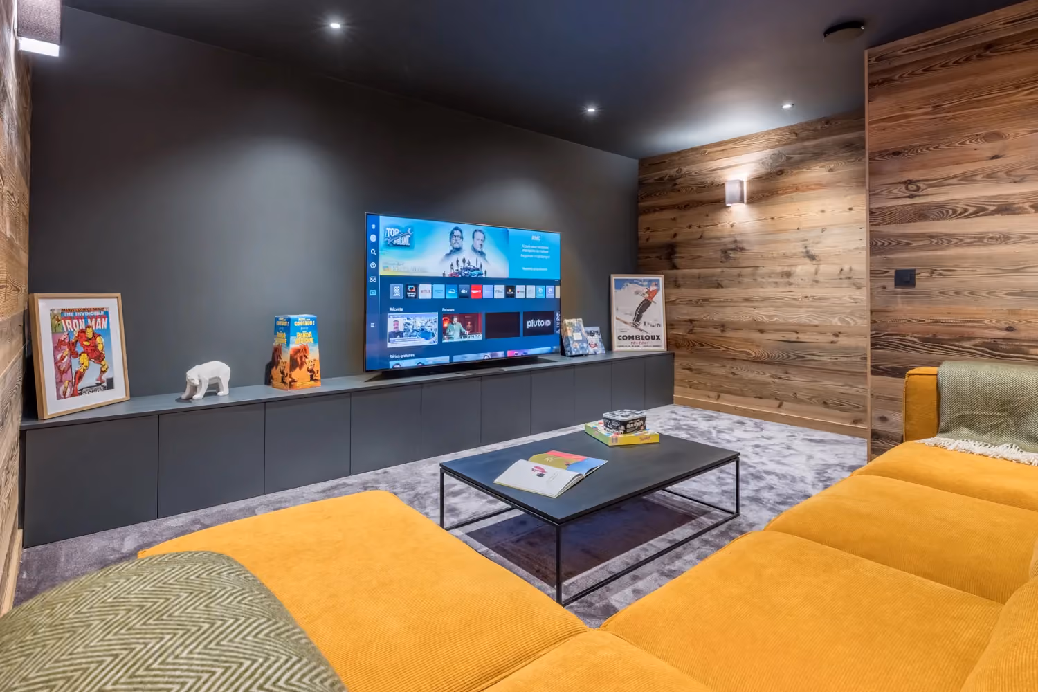 Private cinema room at Chalet Diane, perfect for a family stay in Combloux.