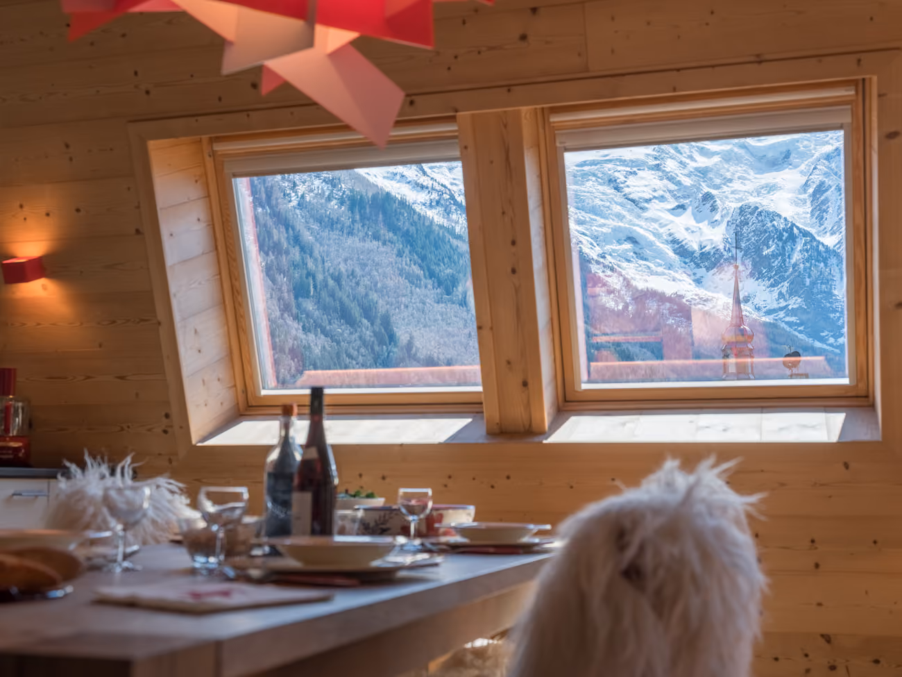 Panoramic mountain views from the penthouse in Chamonix