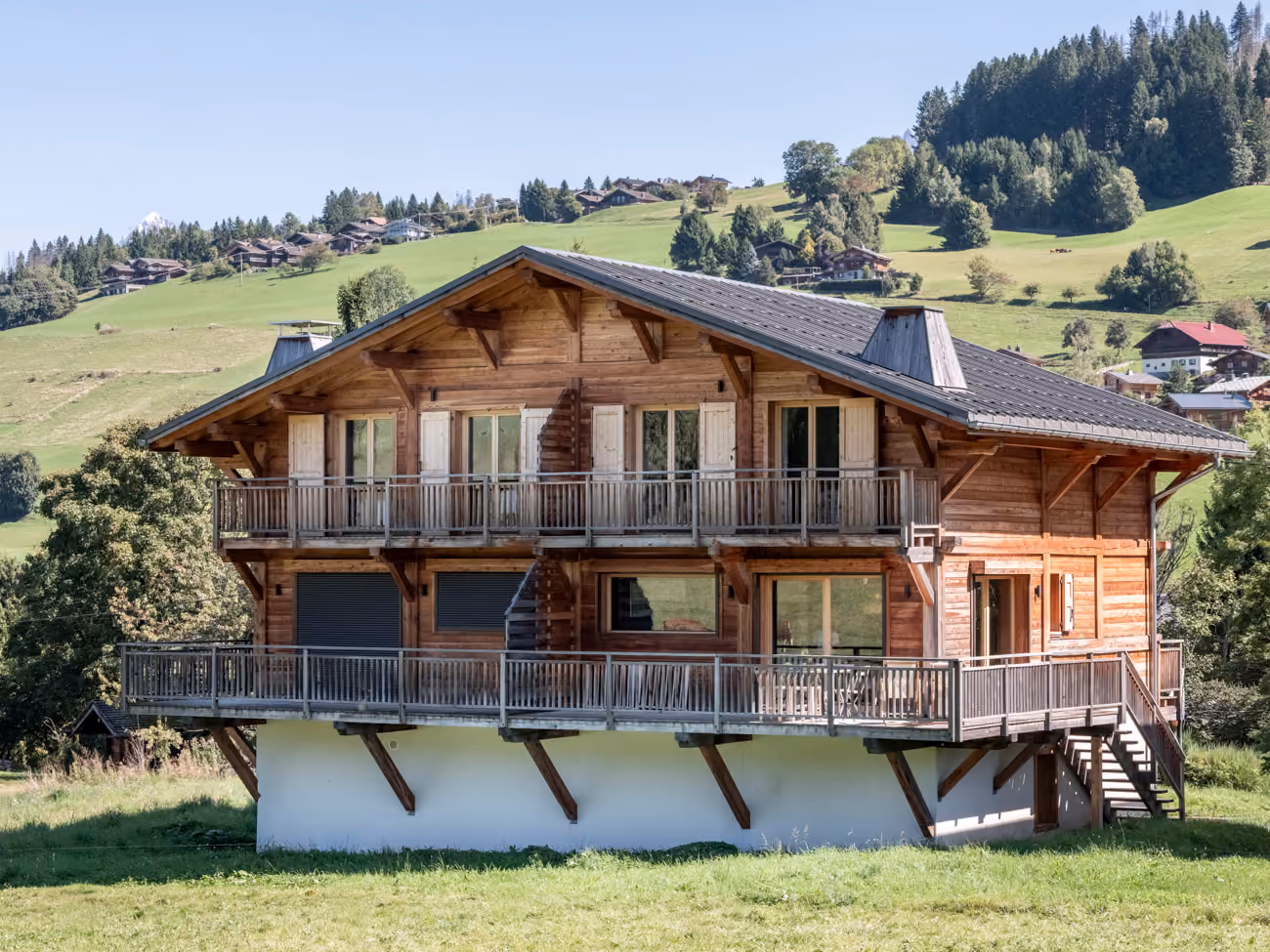 Exterior view of Chalet Zazen, a luxury mountain chalet in the heart of Combloux.