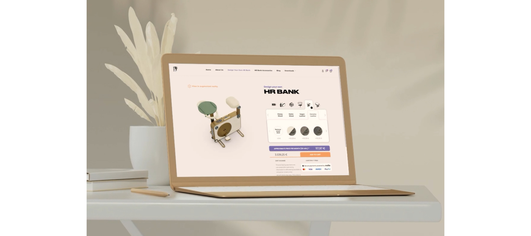 3D configurator for the sale of a personalized energy storage bicycle