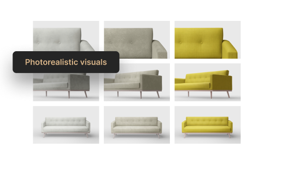 Different colored sofas are displayed.