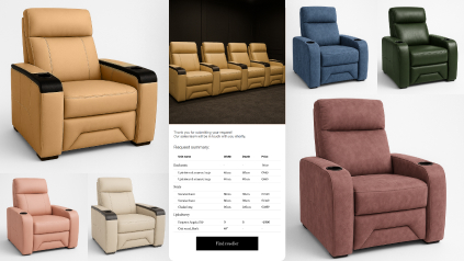 3d conifgurators for home theatre and recliner seats