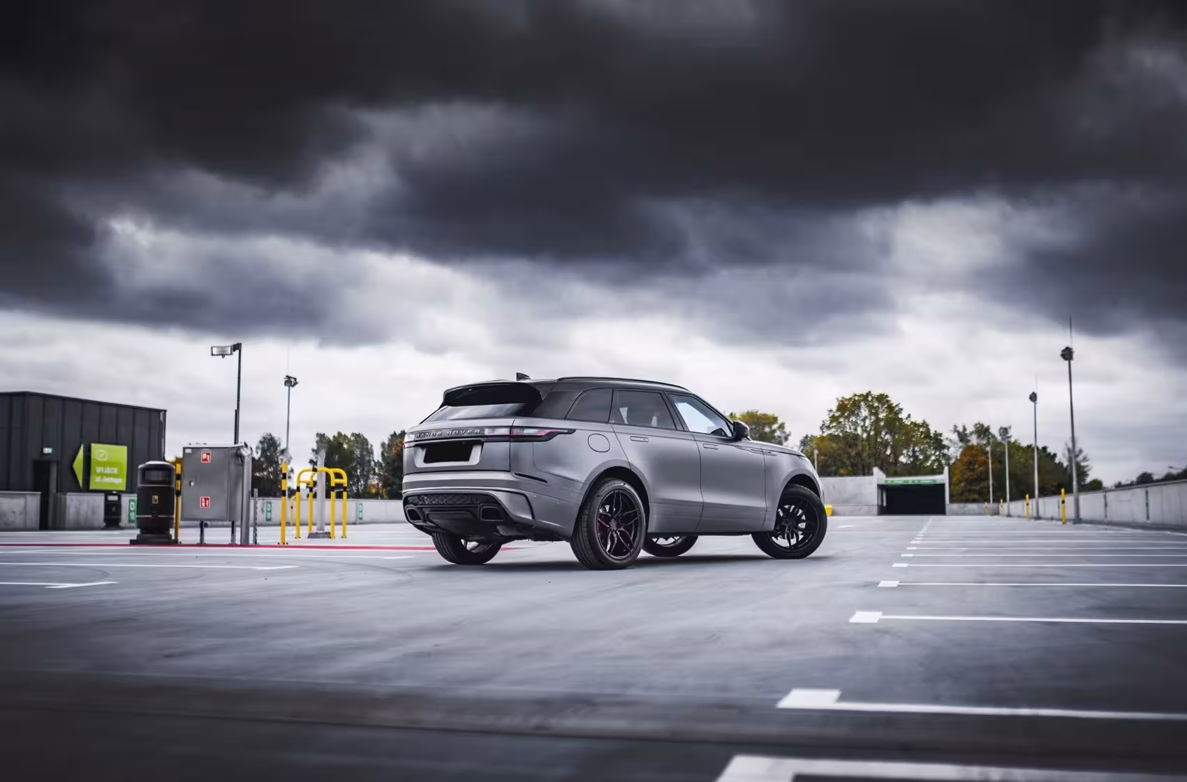 The Range Rover Velar, a prestigious SUV available for rental in Switzerland.