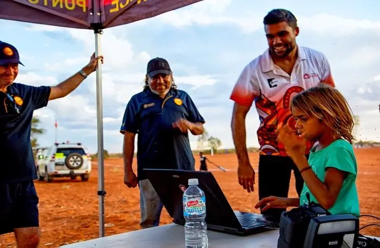 The Lyfe Languages team with community members on a Pilbara visit