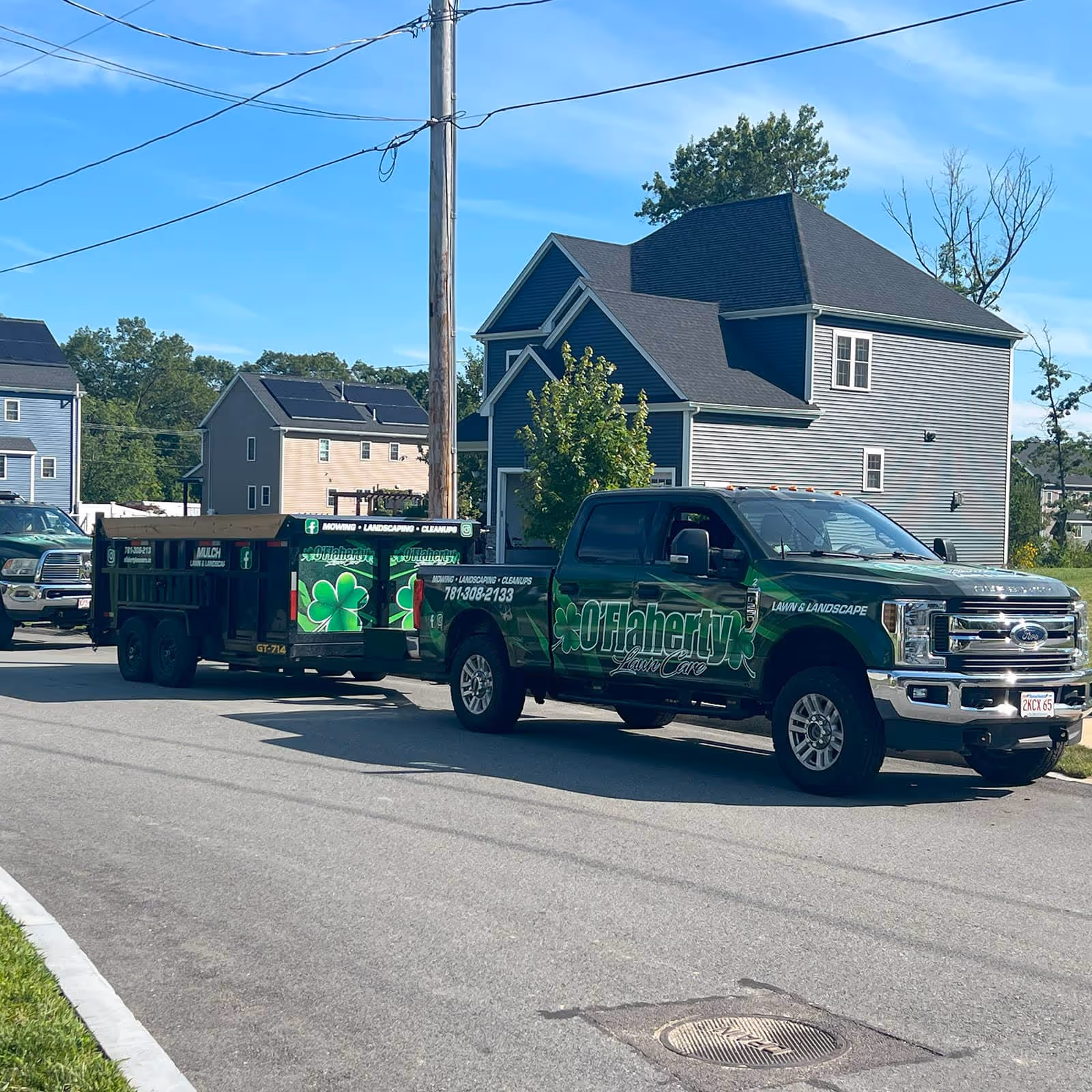 O’Flaherty Lawn Care commercial service truck for reliable lawn care in Attleboro, MA near me