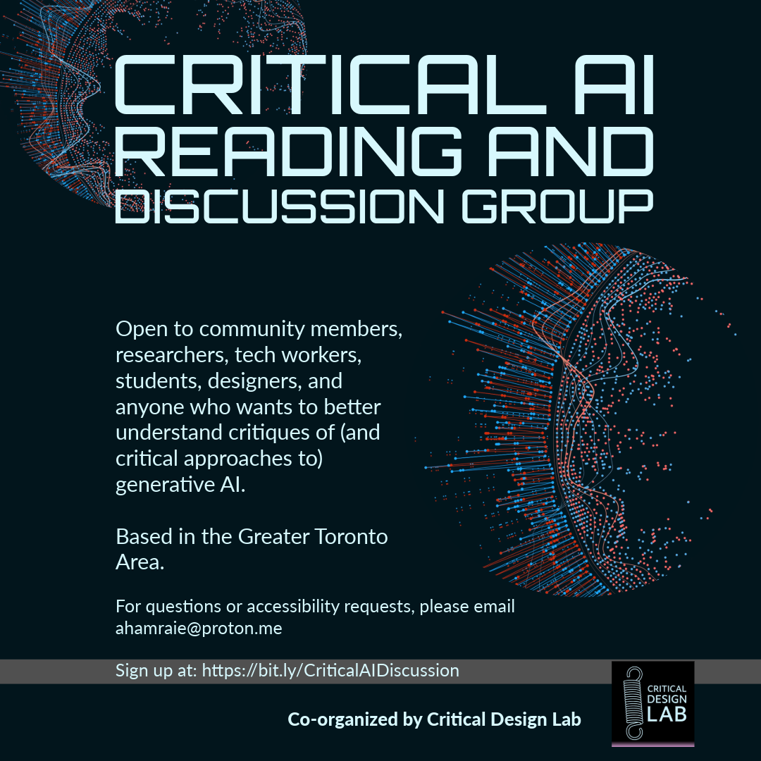Critical AI Discussion group poster (information on the page)