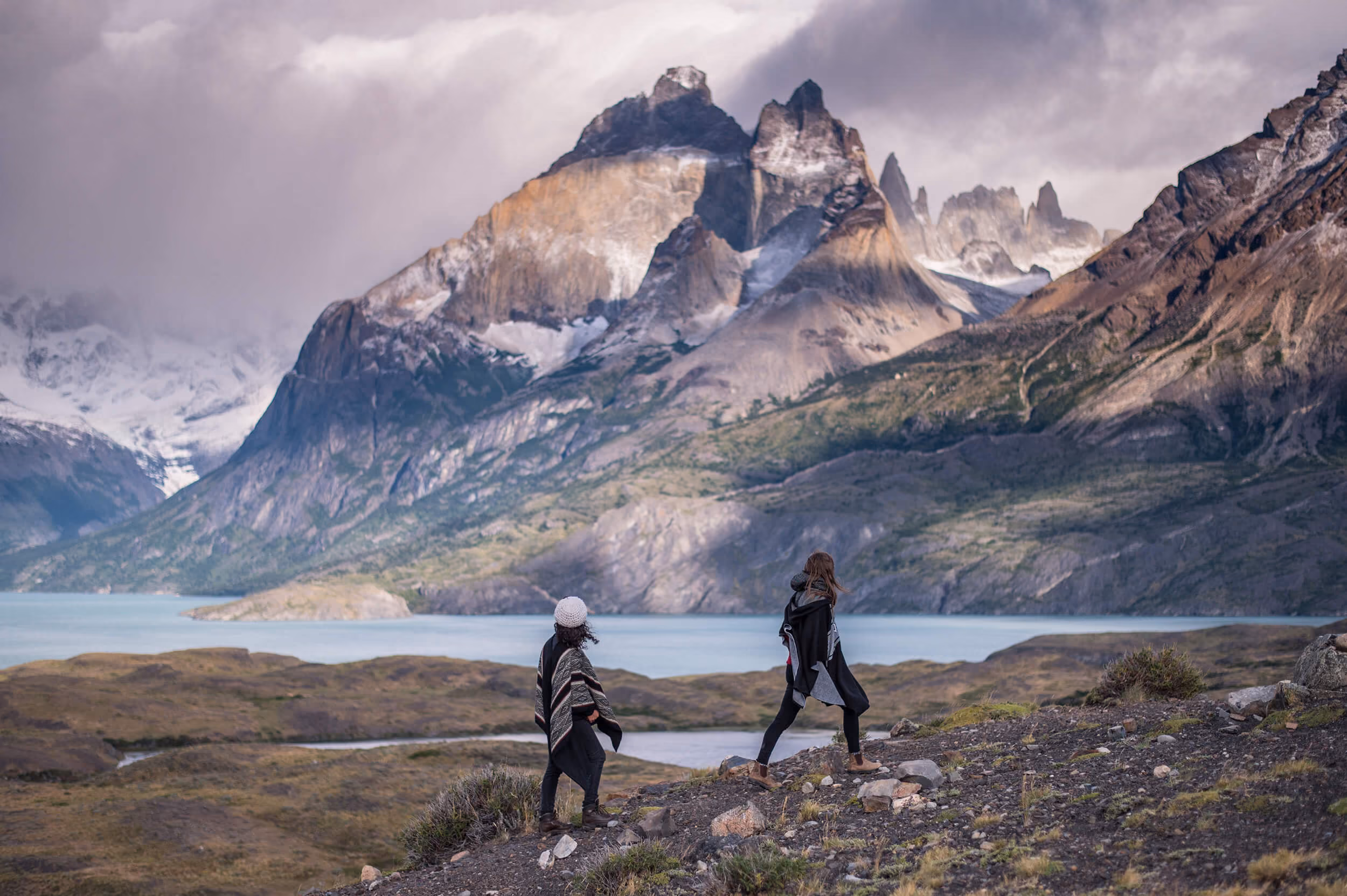 Emily and a friend in Torres del Paine National Park in Chile