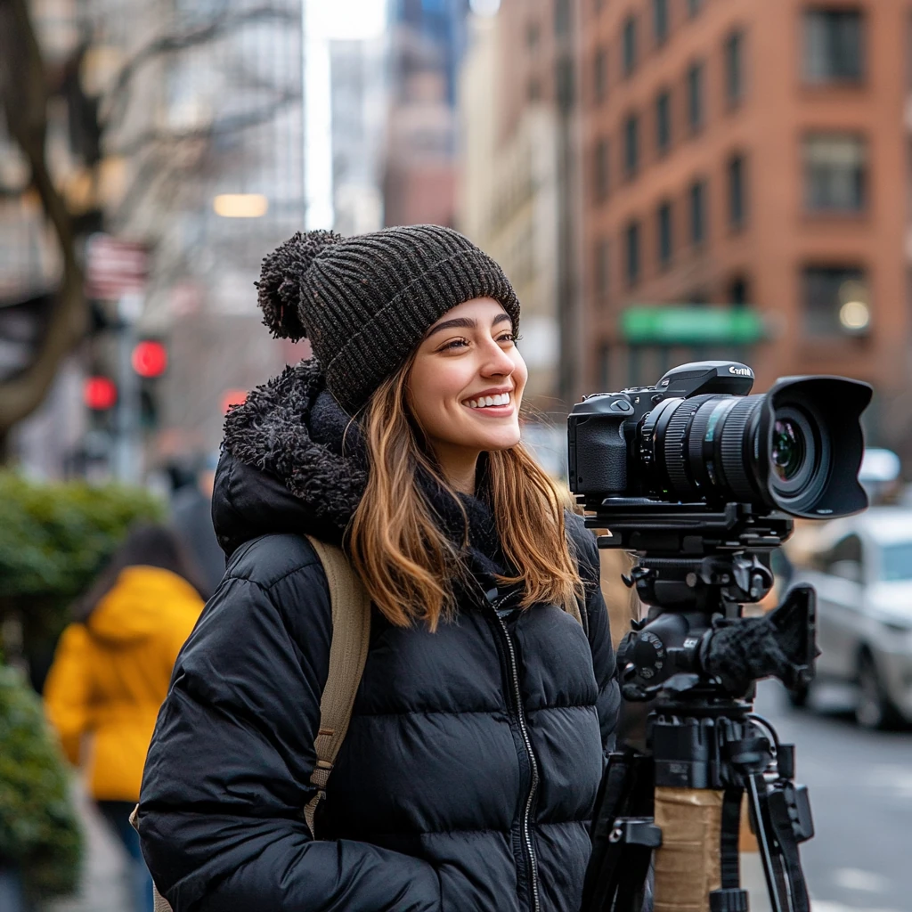 Women influencer showing behind the scenes content