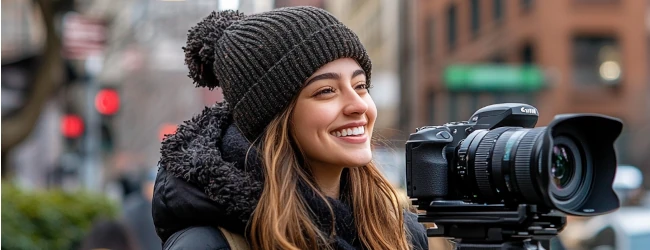 Women influencer showing behind the scenes content