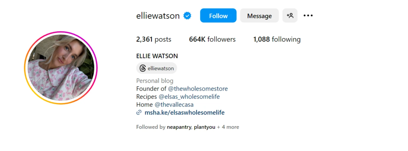 Ellie Watson Instagram account