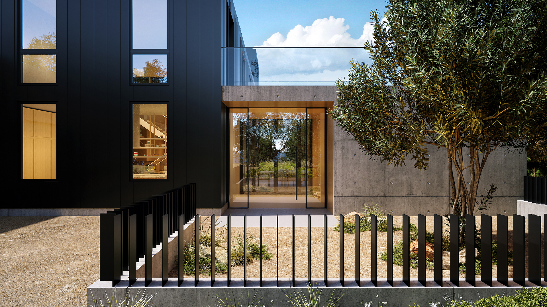 Modern ground-up residence in Kenwood, Sonoma County designed by Larson Shores Architects