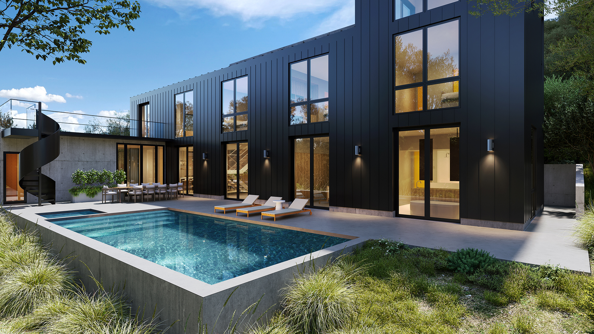 Modern      ground-up residence in Kenwood, Sonoma County designed by Larson Shores      Architects