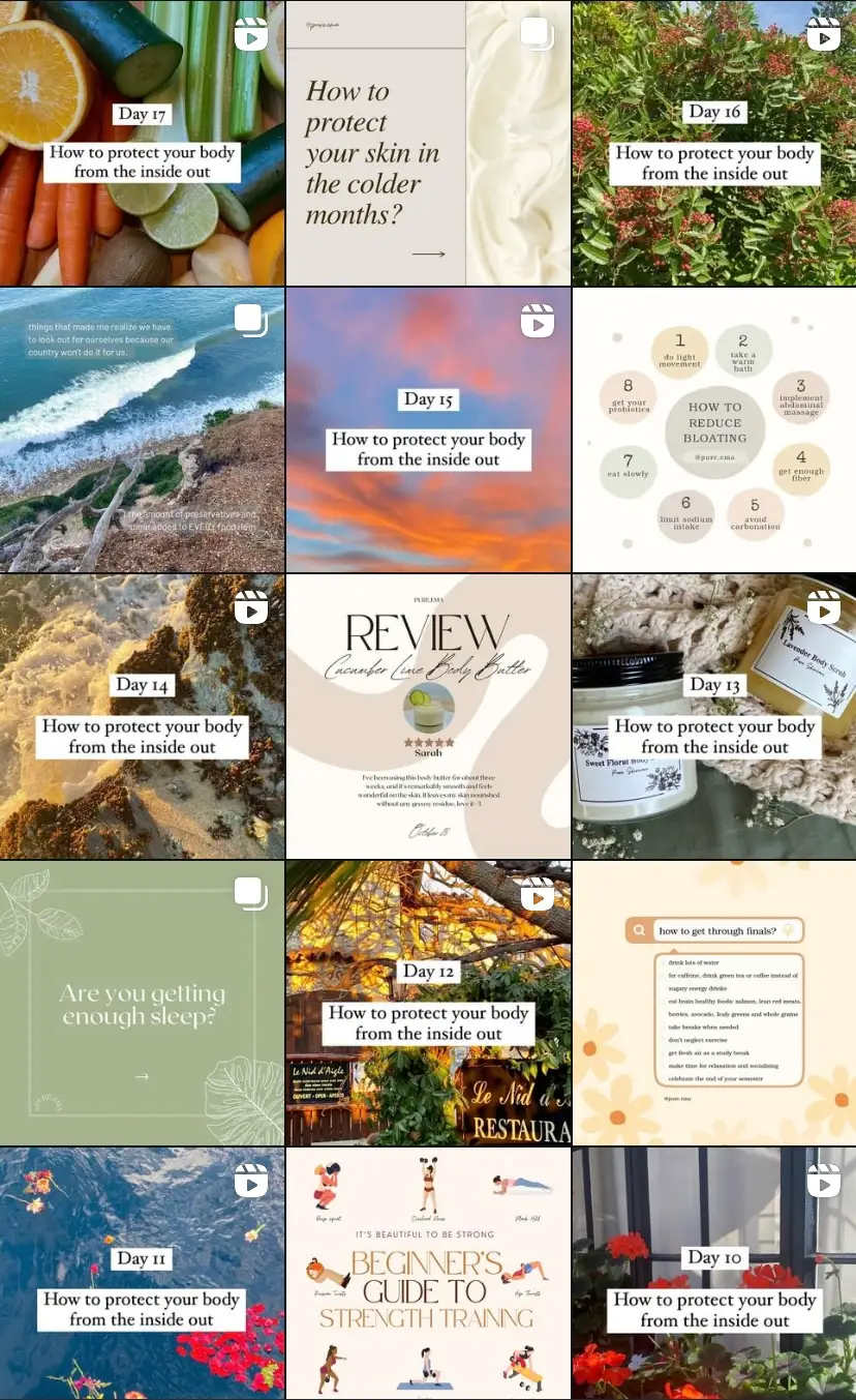 Social Content from Pure Skincare Shop Instagram marketing.
