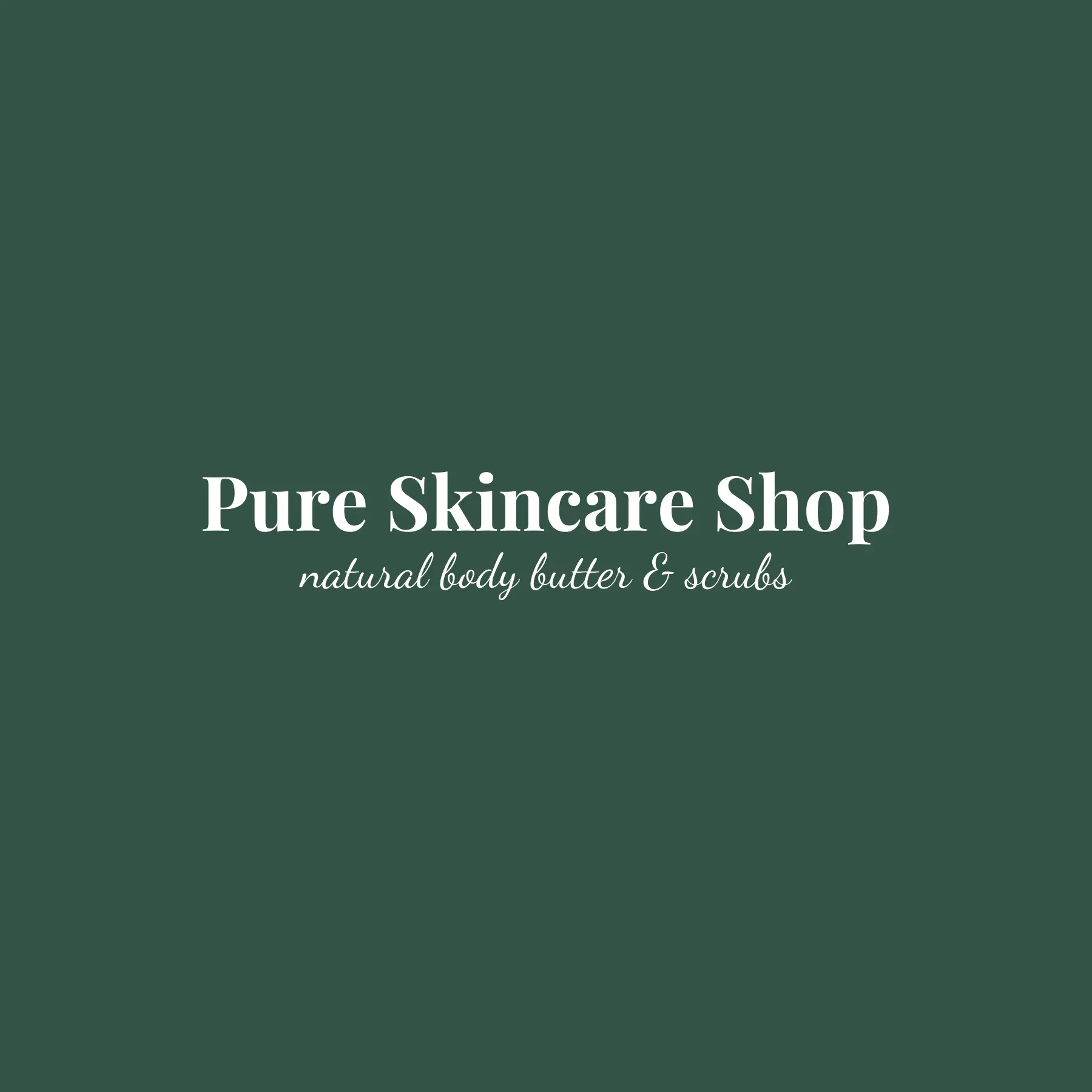 Pure Skincare Shop logo, with a dark green background and white text.