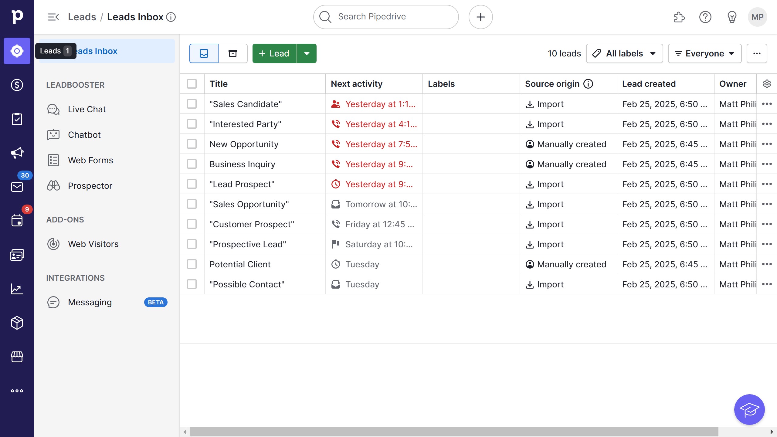 How to manage leads in Pipedrive