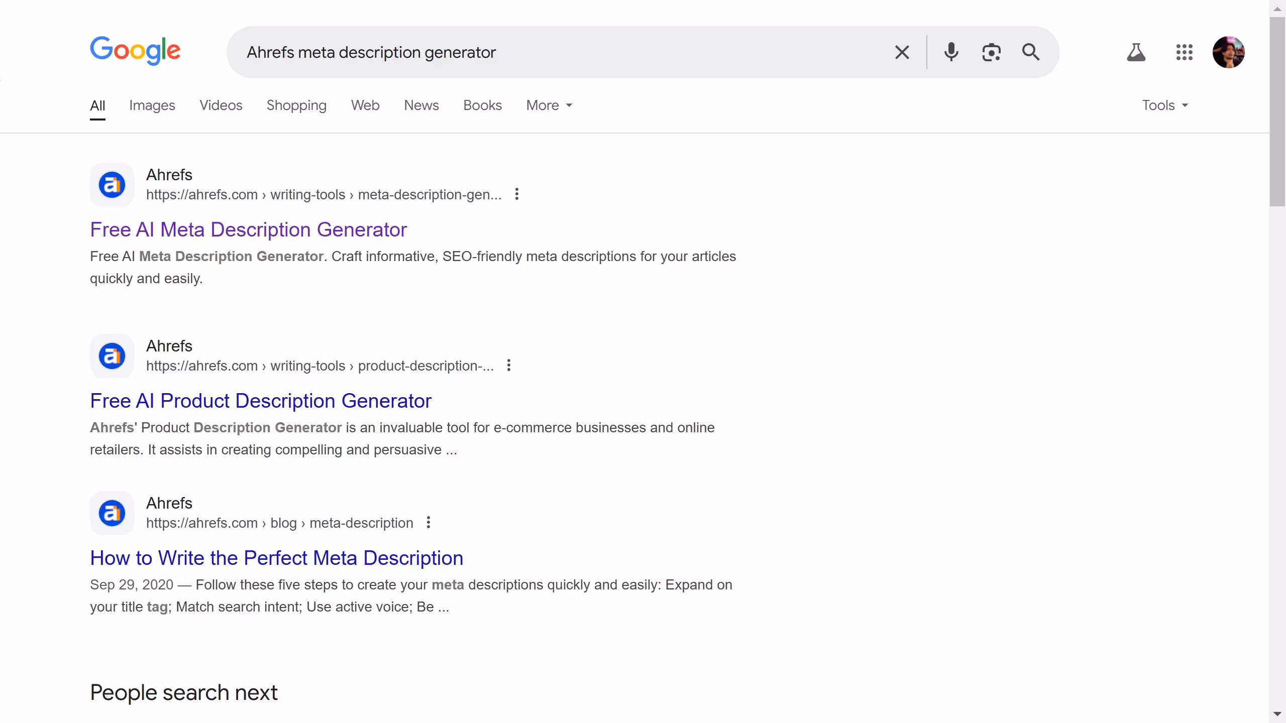 How to use Ahrefs for meta description?