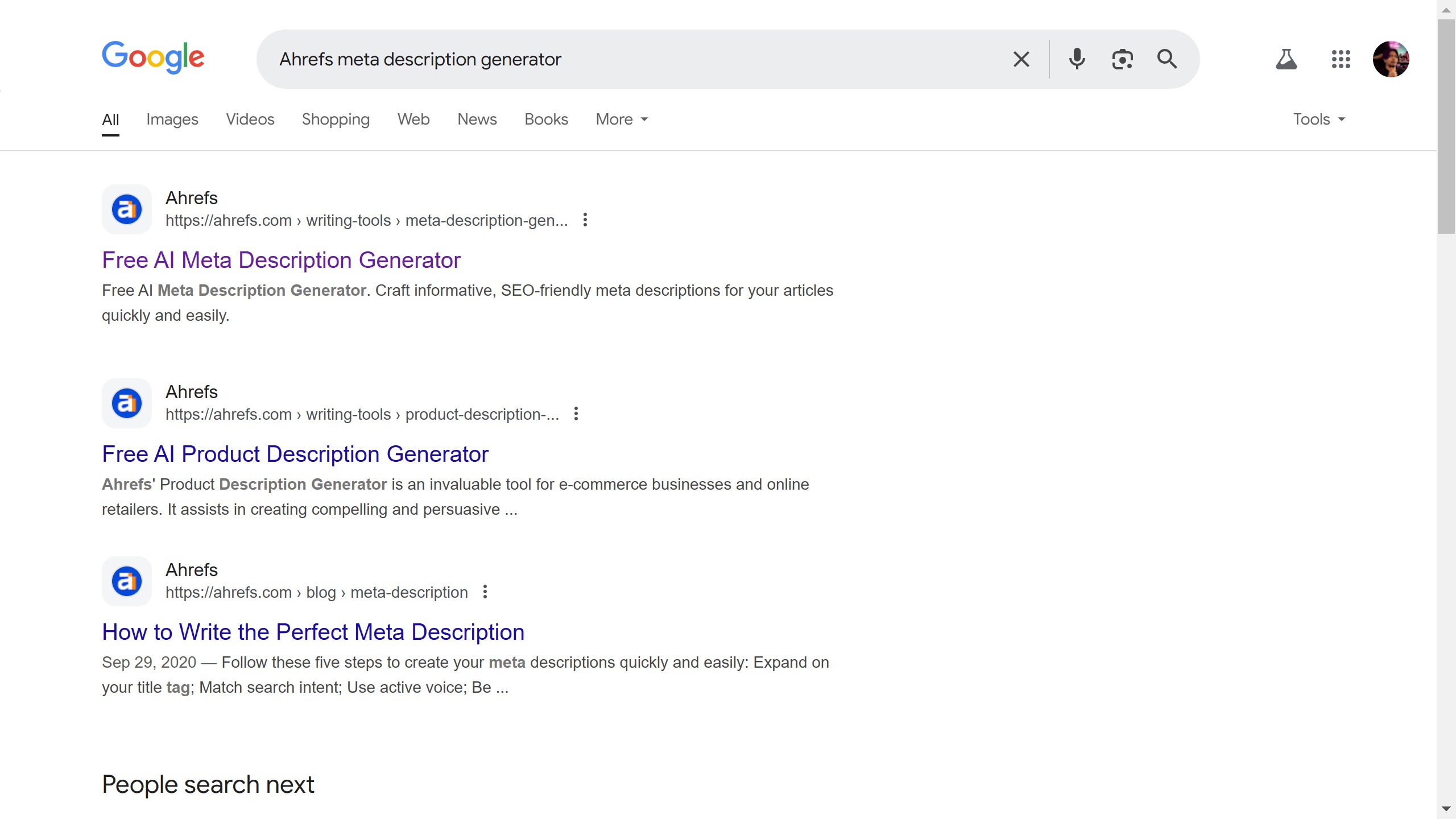 How to use Ahrefs for meta description?