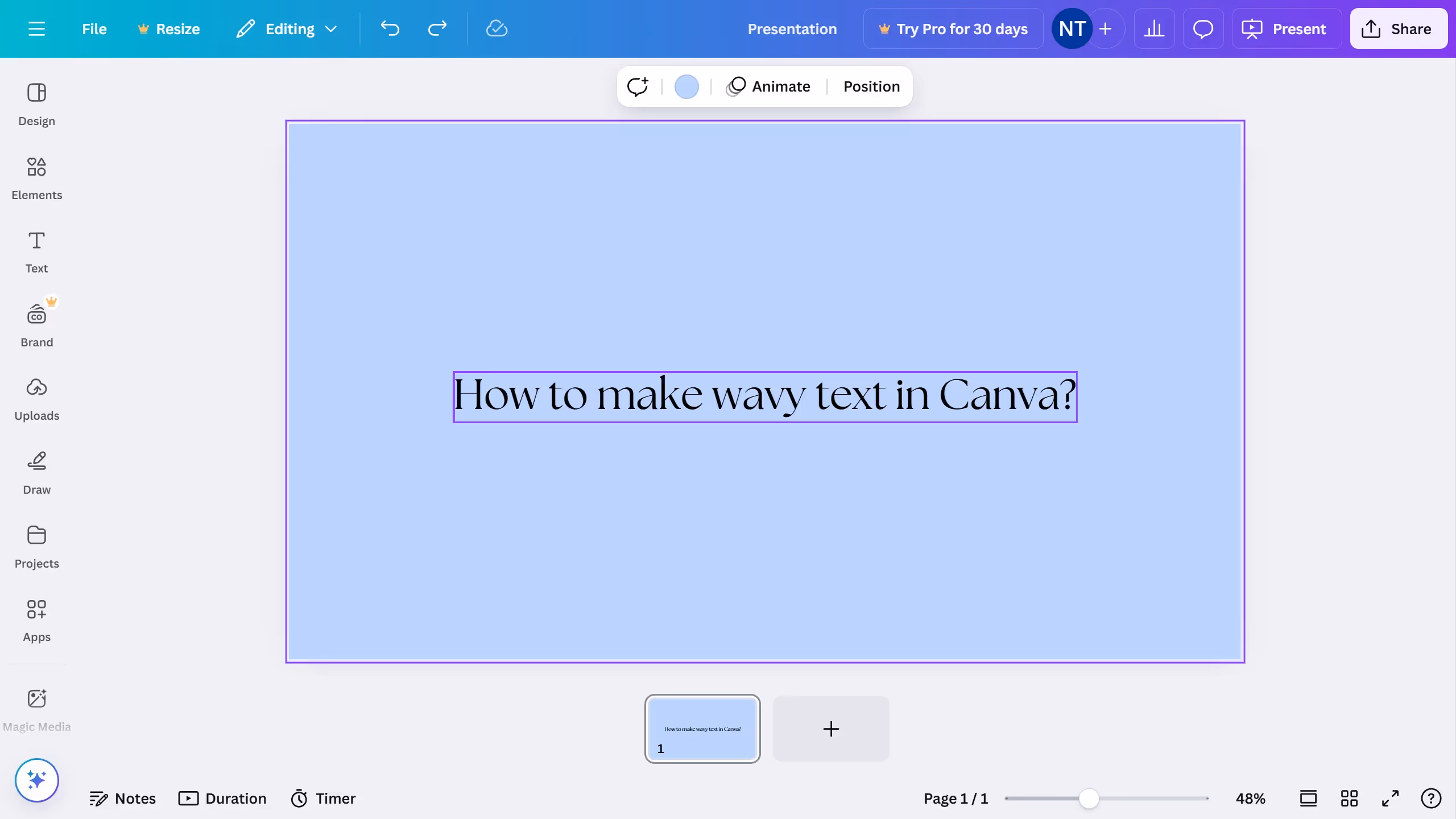 How to make wavy text in Canva?