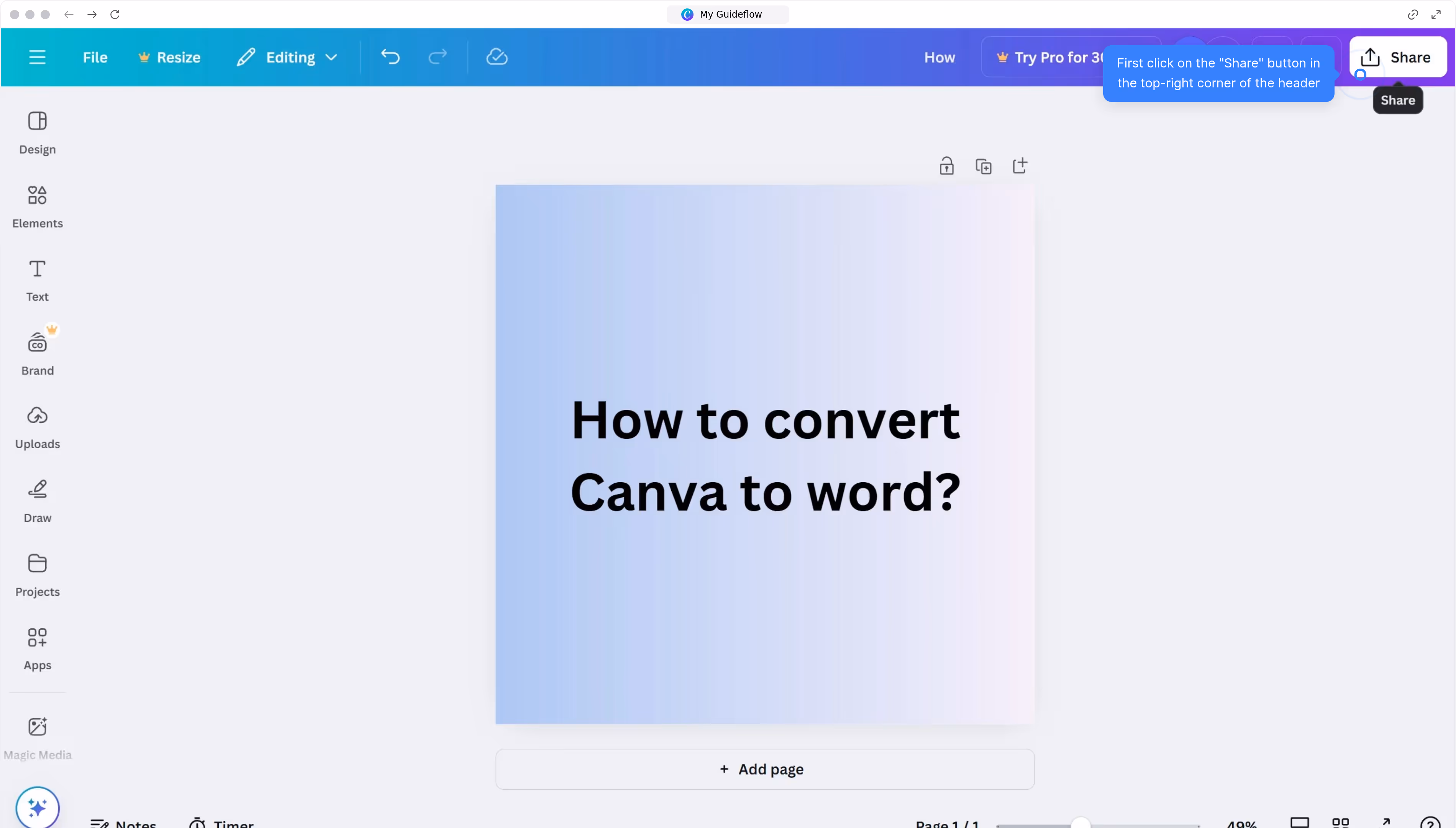 How to convert Canva to word?